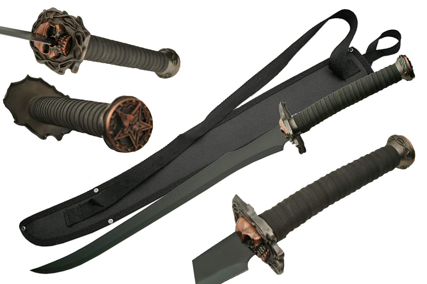 SZCO Supplies Black Skull Sword - High-Quality Decorative Sword for Collectors, Cosplay, Halloween, and Home Decor | Perfect for Gifts, Themed Parties, and Medieval Displays
