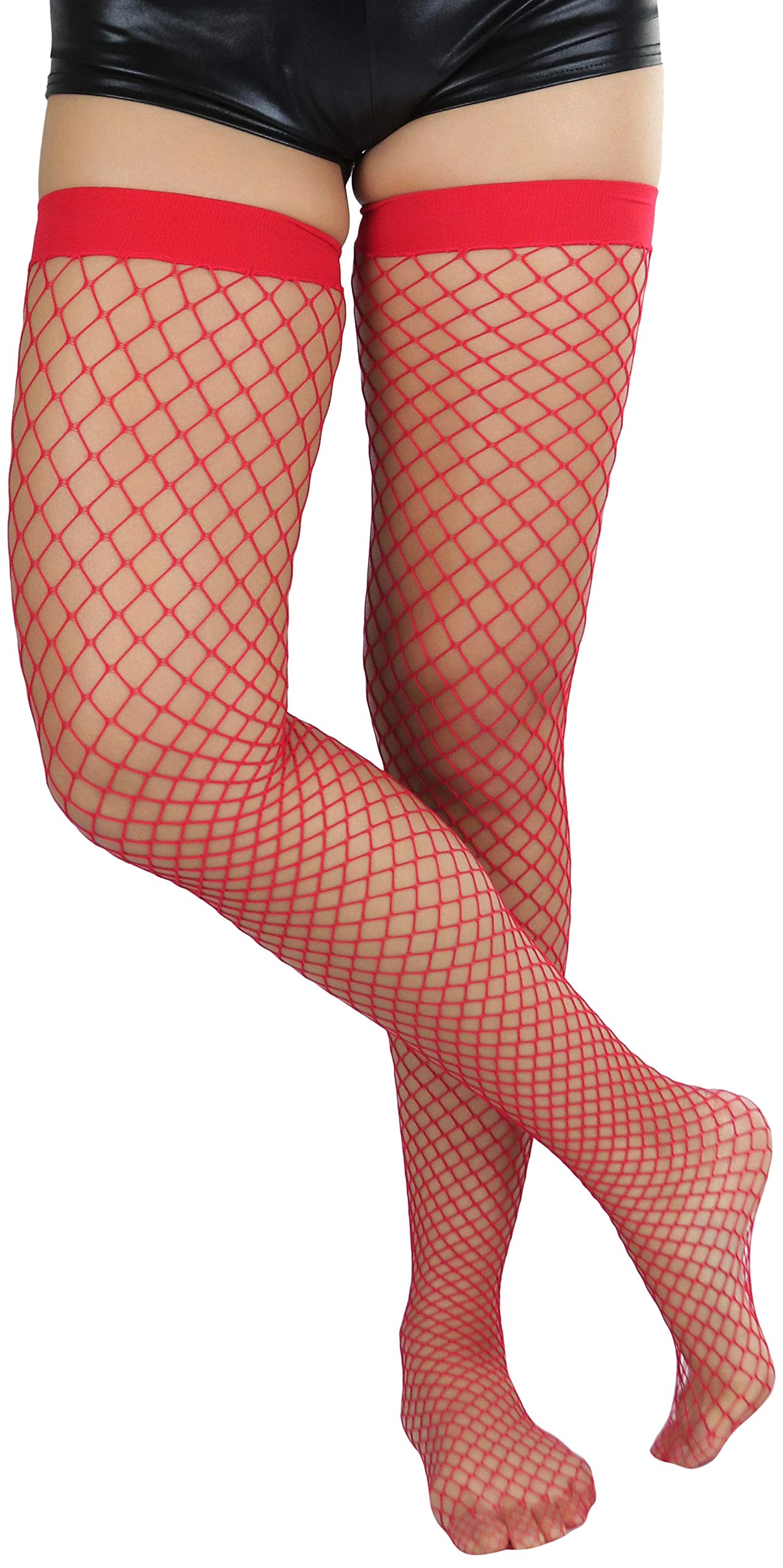 ToBeInStyle Women's Sexy Fishnet Thigh High Stockings - Bright & Vibrant Sheer Tights for Party, Cosplay & Night Out