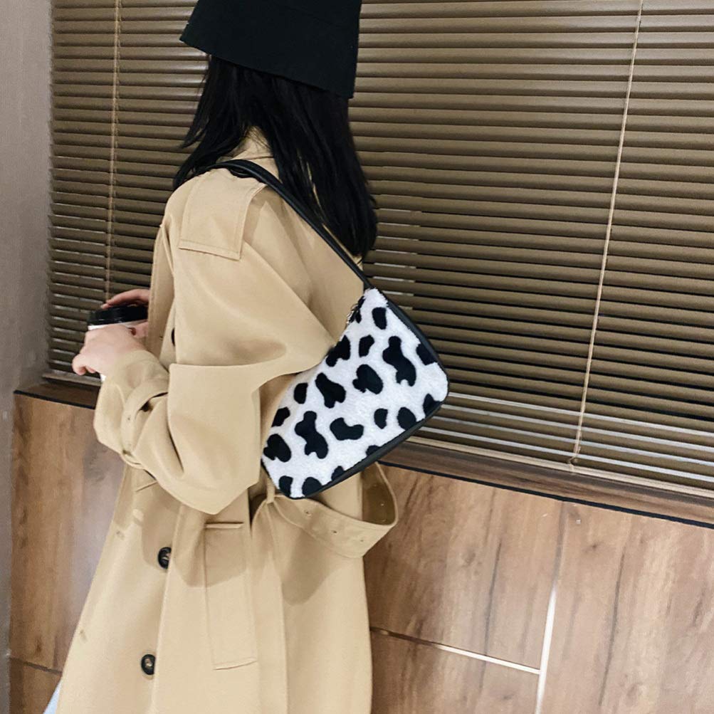 VALICLUD Women's Mini Shoulder Bag - Faux Fur Cow Print Crossbody Purse & Clutch Handbag for Casual Outings, Parties, and Daily Use