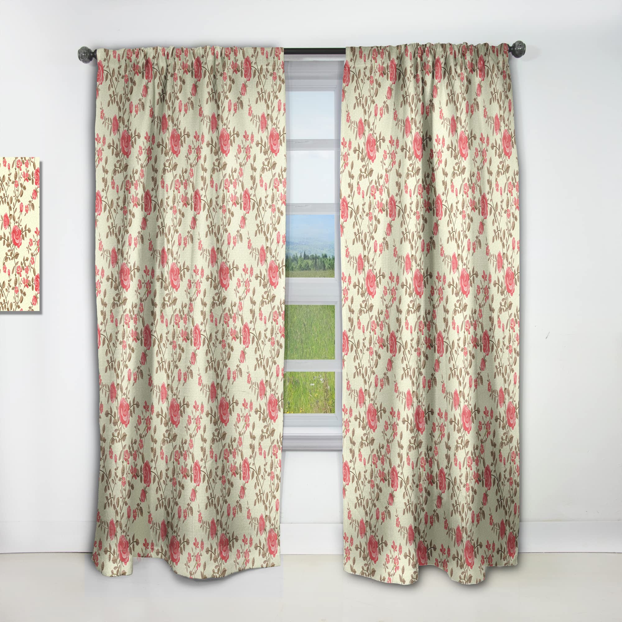 DesignQ Thermal Insulated Rose Pattern Curtains - Single Panel 52x120 Inches - Blackout Drapes for Bedroom & Living Room - Perfect for Home Decor, Privacy & Light Control
