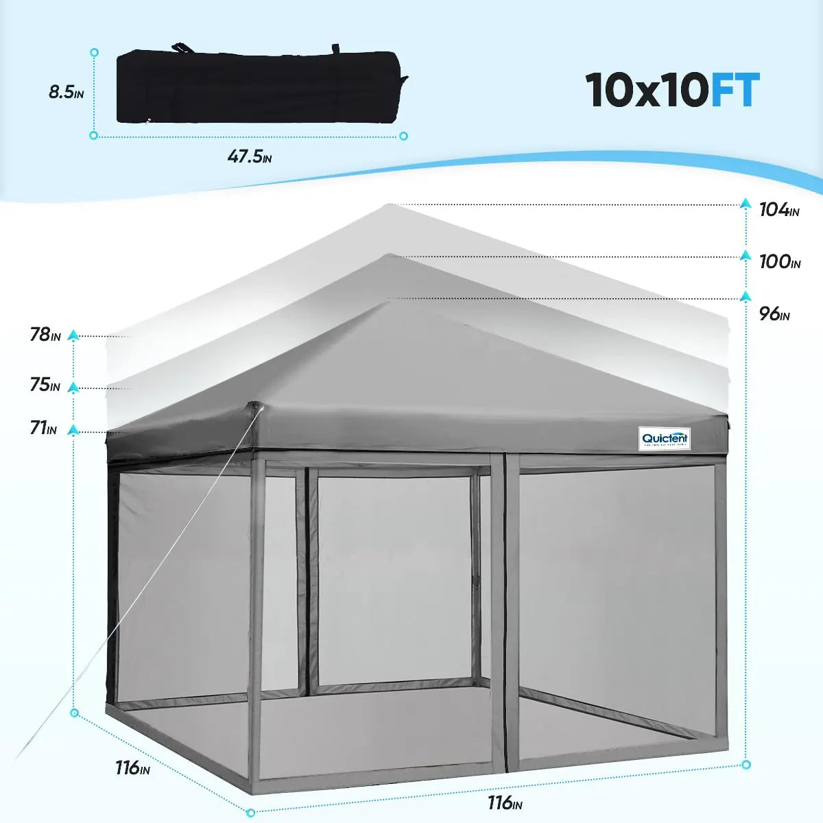 10' x 10' Pop Up Canopy Tent with Removable Sidewalls & Netting - Perfect for Outdoor Events, Camping, Beach Parties, and Backyard Gatherings