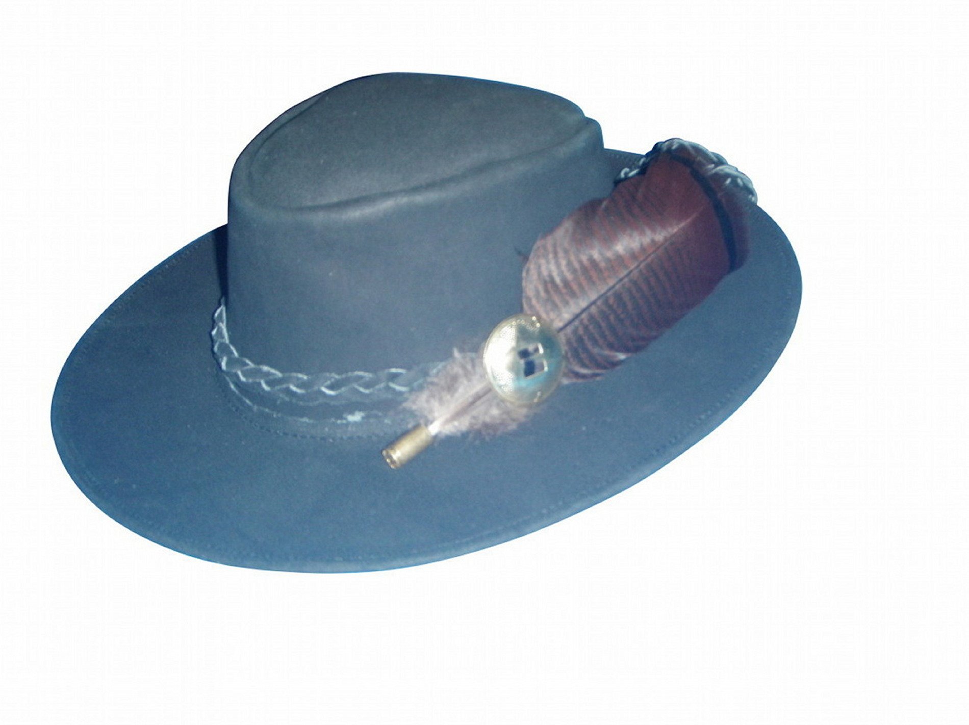 Sharpshooter Mountain Man Jeremiah Johnson Wanderlust Brown Leather Cowboy Hat - Western Style Outdoor Adventure Hat for Hiking, Camping & Country Music Festivals