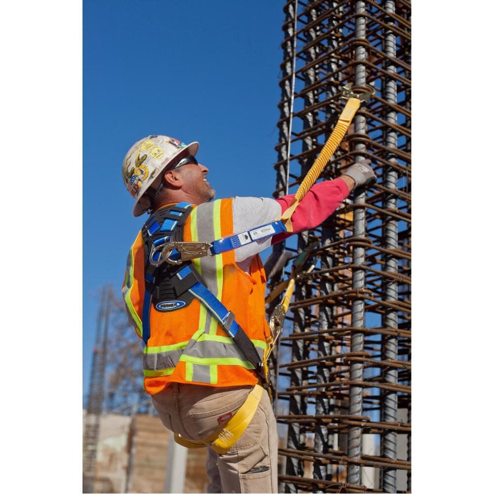 Werner C341200 DeCoil 6-Foot Stretch Lanyard with Snap Hook and Rebar Hook - Safety Fall Protection for Construction, Roofing & Industrial Work