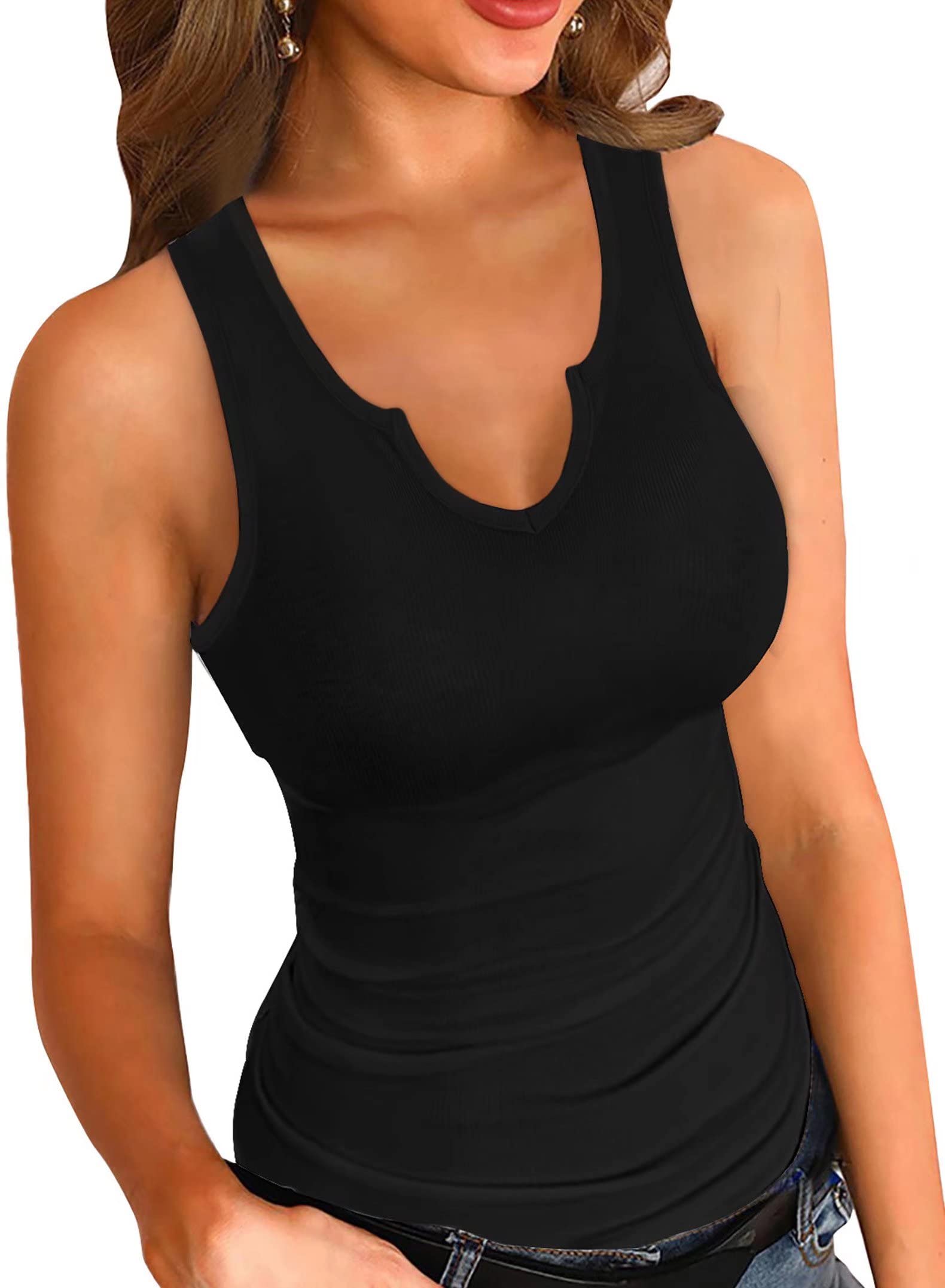 VICHYIE Women's Ribbed Slim Fit Tank Tops - Sleeveless Summer Shirts for Casual Wear, Gym, and Beach Outfits