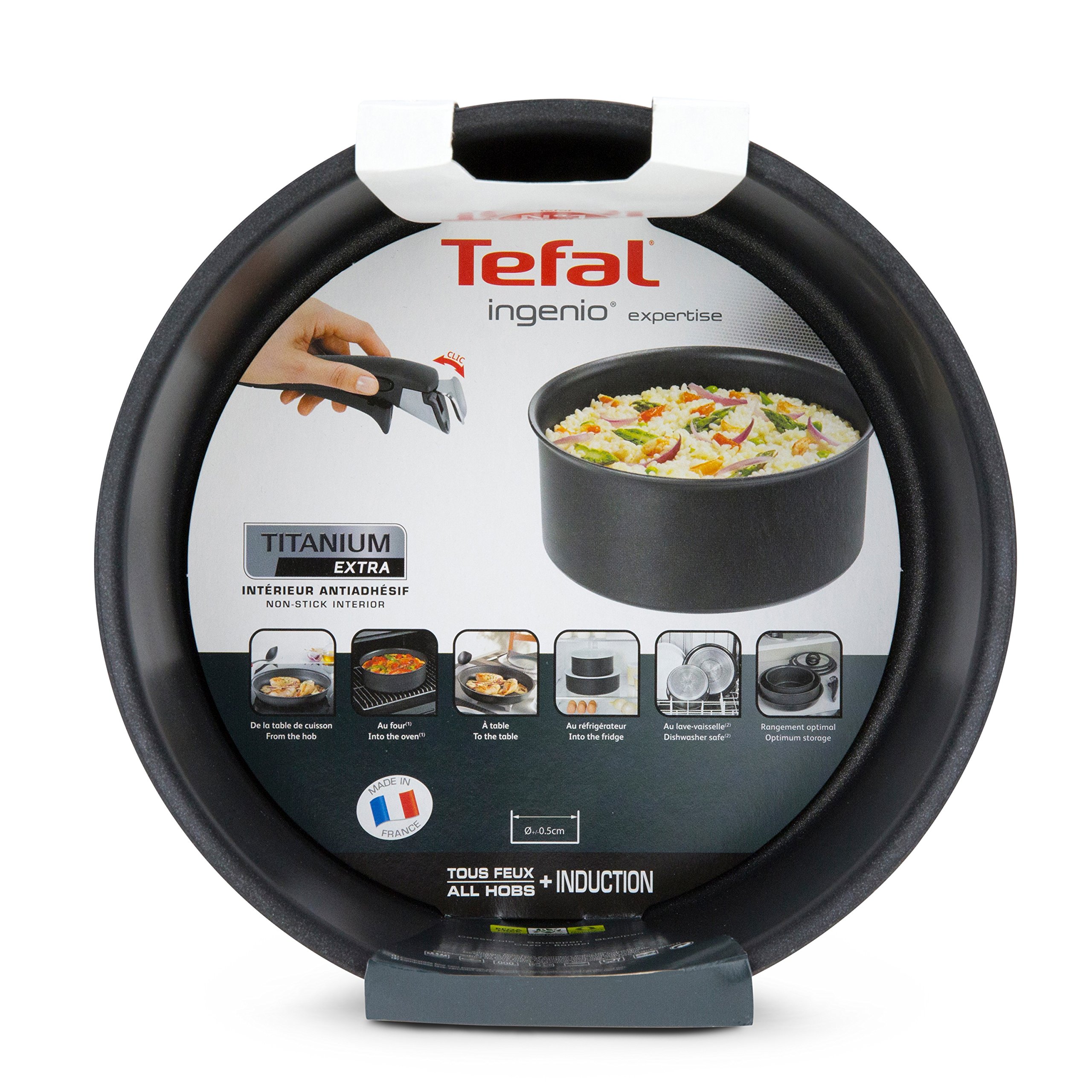 Tefal Ingenio Expertise Black Aluminum Saucepan - 20cm Non-Stick Cooking Pot for Pasta, Soup & Sauces | Durable & Lightweight for Home & Professional Kitchens