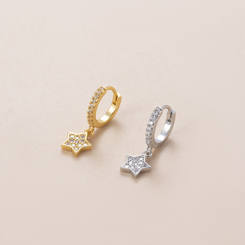 18K Gold Cartilage Huggie Earrings - Celestial Dangle Earrings for Women | HSPJ877 | Perfect for Everyday Wear, Parties & Special Occasions