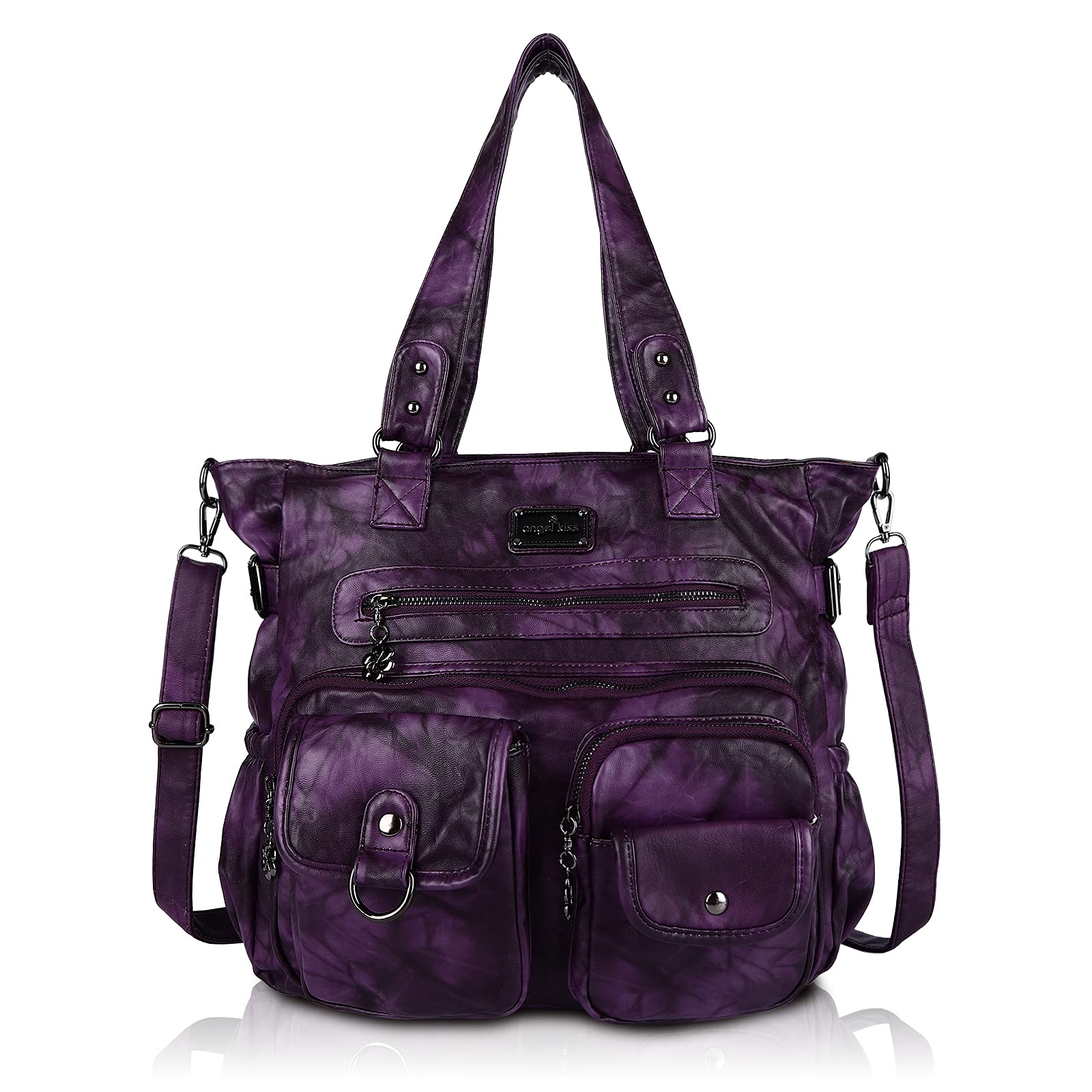 Angel Kiss Women's PU Leather Shoulder Tote Bag - Stylish for Work & Travel