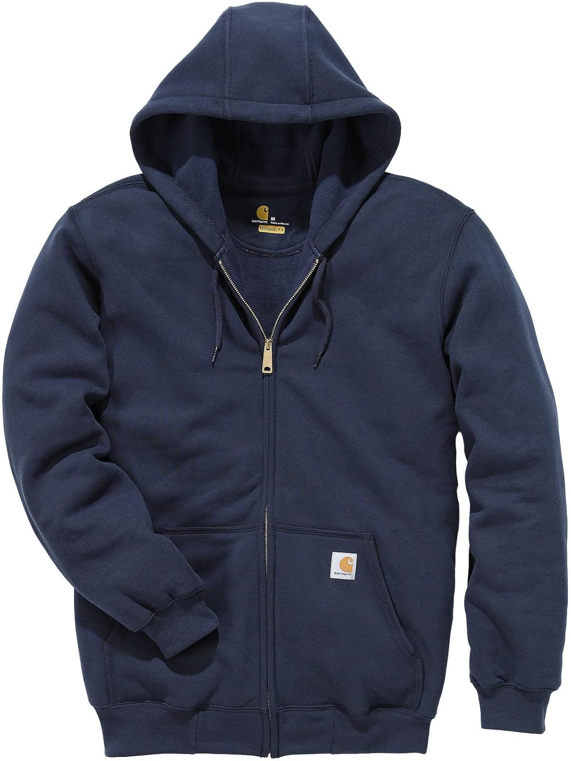 Carhartt Men's Loose Fit Full Zip Hooded Sweatshirt - Heavyweight Fleece Pullover Jacket for Work & Outdoor Activities (Navy Blue) - Perfect for Construction, Camping and Everyday Wear