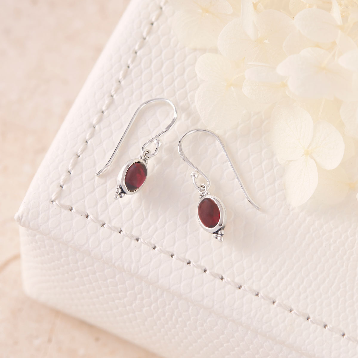 Moon Song Garnet Earrings for Women - 14K Gold Plated Dangle Earrings, Birthstone Jewelry Gift for Her - Perfect for Weddings, Parties & Special Occasions
