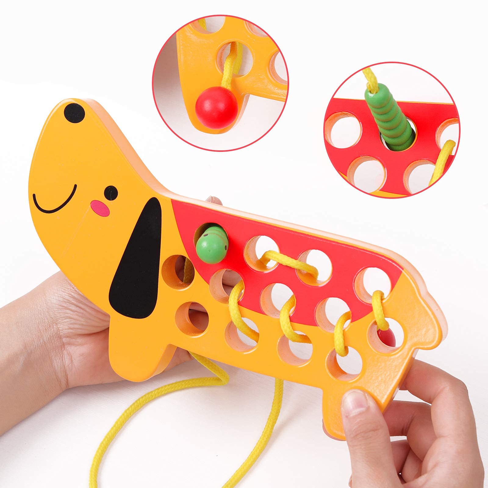 Wooden Lacing Threading Toys & Math Counting Hundred Board - Montessori Learning Toys for Toddlers, Fine Motor Skills Development, Preschool Educational Activities - Perfect for Classroom, Homeschooling & Early Childhood Education