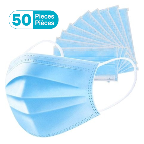 BoomCare Disposable Face Masks - 3-Ply Breathable Protection for Daily Use, Travel & Public Safety | Pack of 50 | Latex-Free & Comfortable Fit
