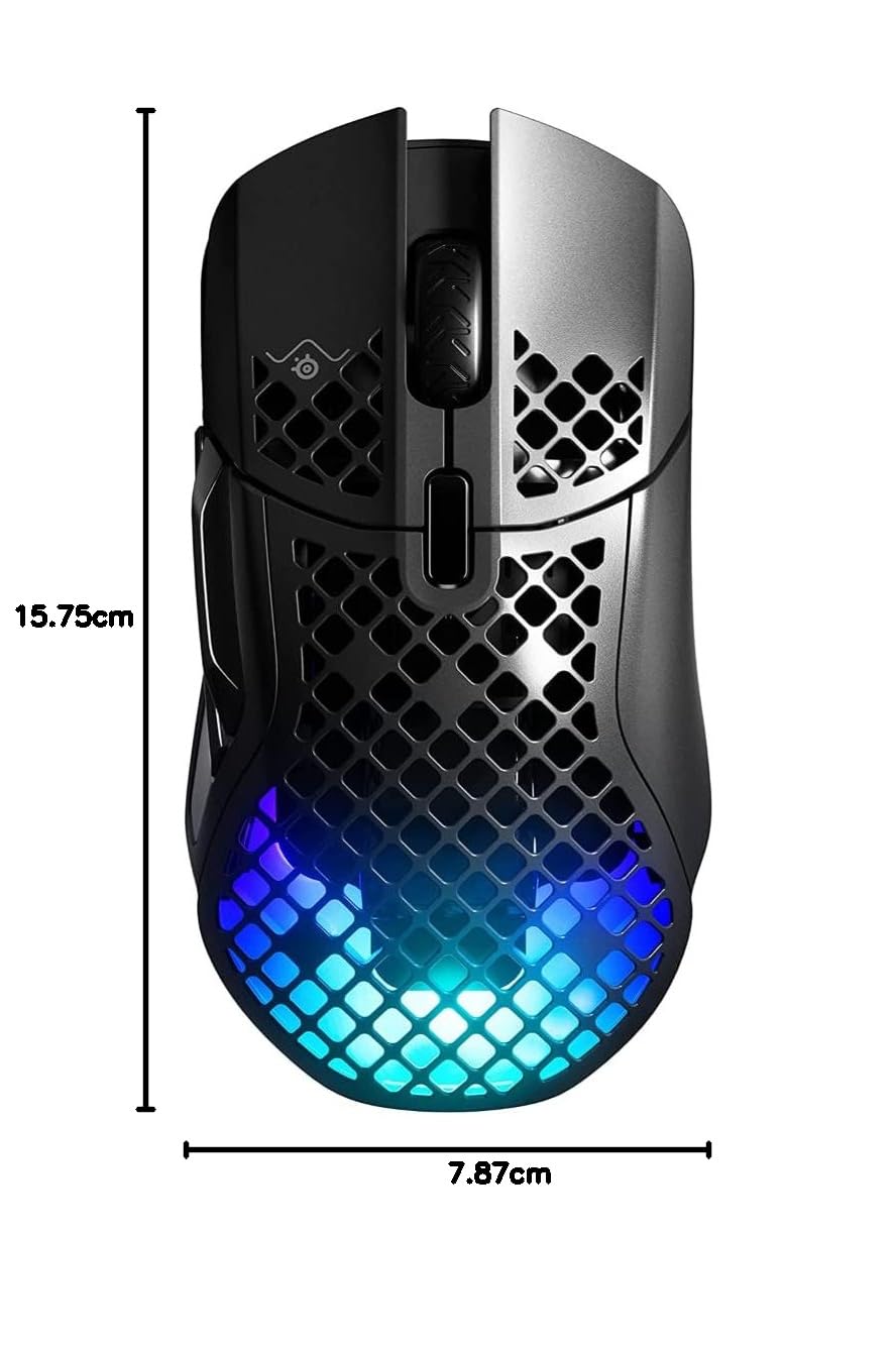 SteelSeries Aerox 5 Wireless RGB Gaming Mouse - Ultra-Lightweight Honeycomb Design with Water-Resistant Coating - 9 Programmable Buttons - Bluetooth & 2.4GHz Wireless - 18,000 DPI TrueMove Air Optical Sensor - Perfect for FPS, MOBA, and Esports Gaming