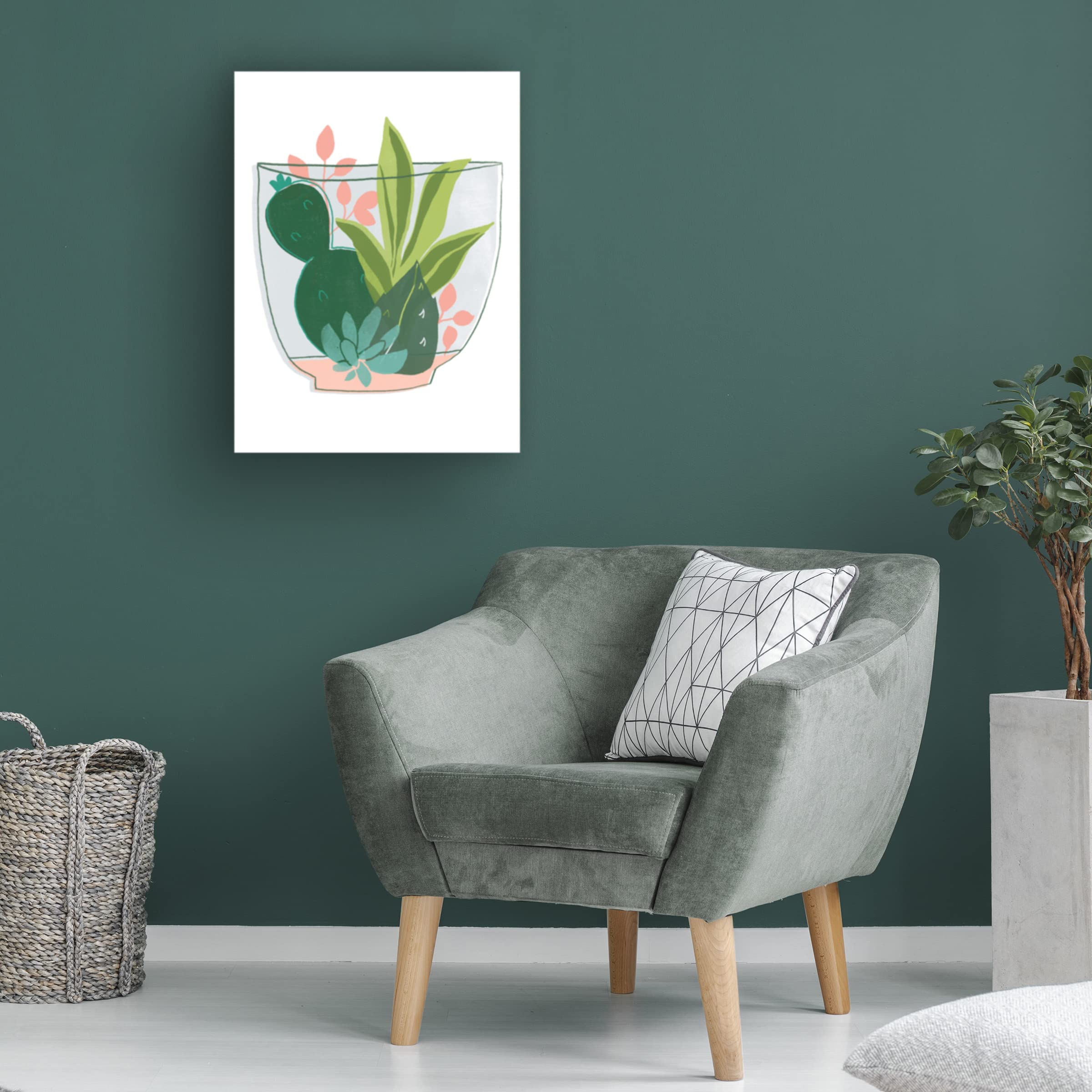 Trademark Fine Art 'Terrarium Cameo V' Canvas Wall Art Print by June Erica Vess - Botanical Home Decor for Living Room, Bedroom & Office