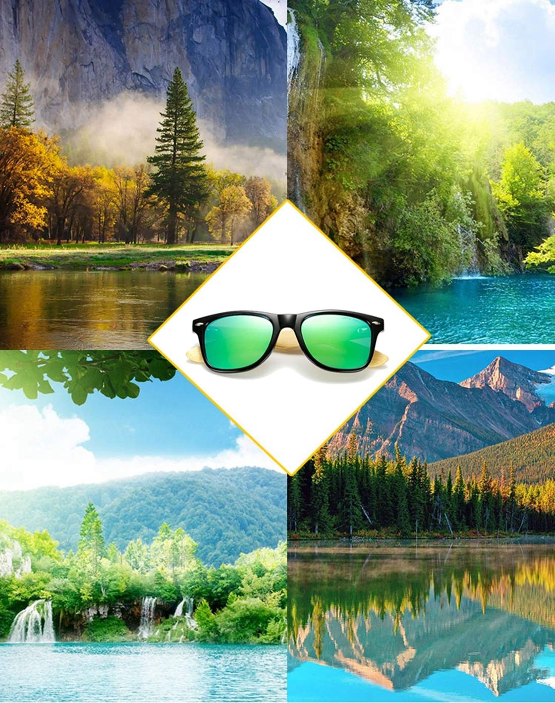Polarized Bamboo Wood Sunglasses for Women & Men - UV Protection, Lightweight & Durable - Perfect for Driving, Beach, Outdoor Activities & Fashion Accessories