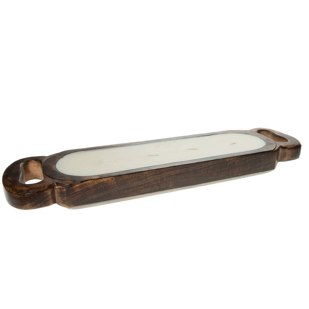 Medium Wooden Candle Tray with Tobacco Bark Finish - Perfect for Home Decor, Bathroom Organization & Wedding Centerpieces