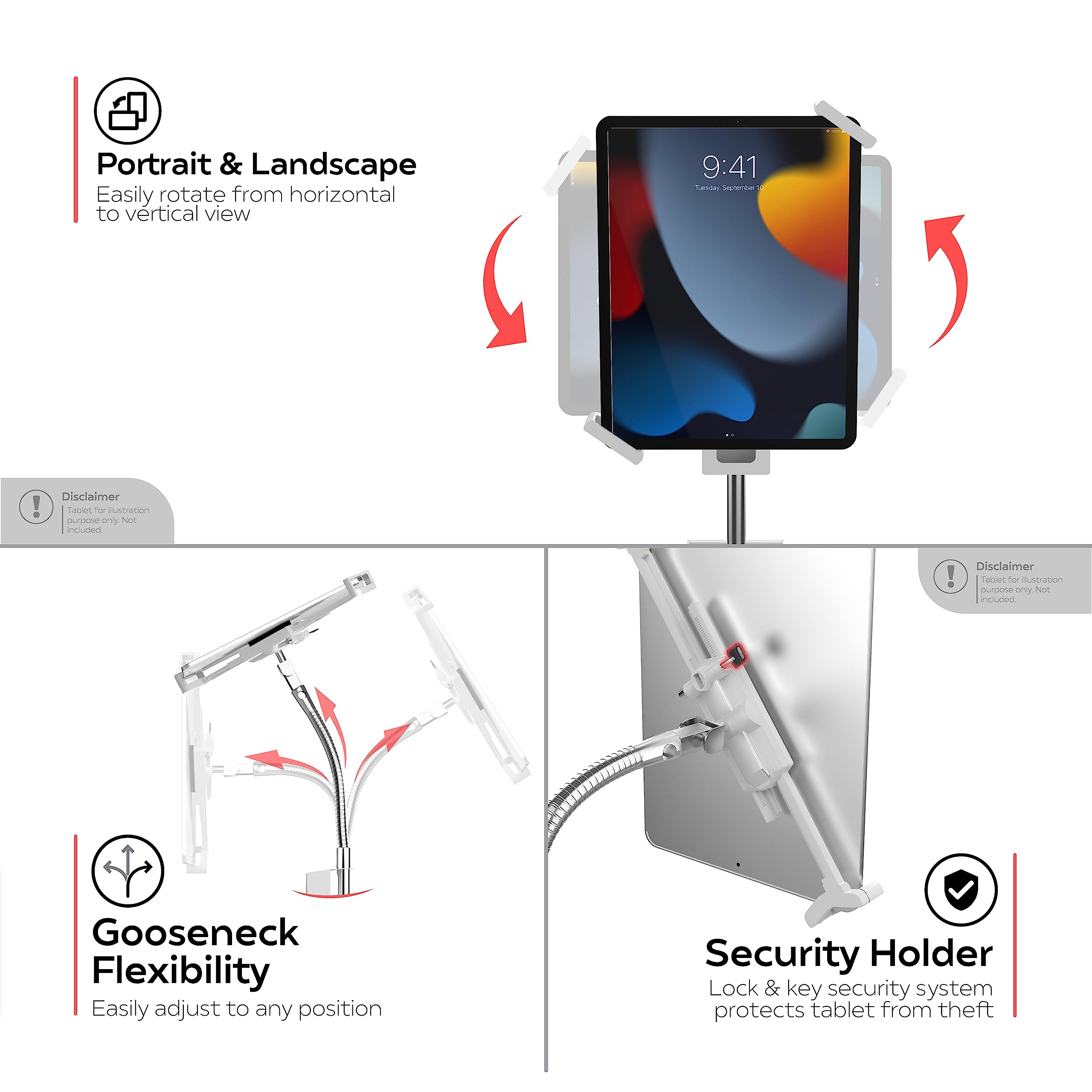 Heavy-Duty Medical Mobile Floor Stand for iPad 7-9 Gen 10.2