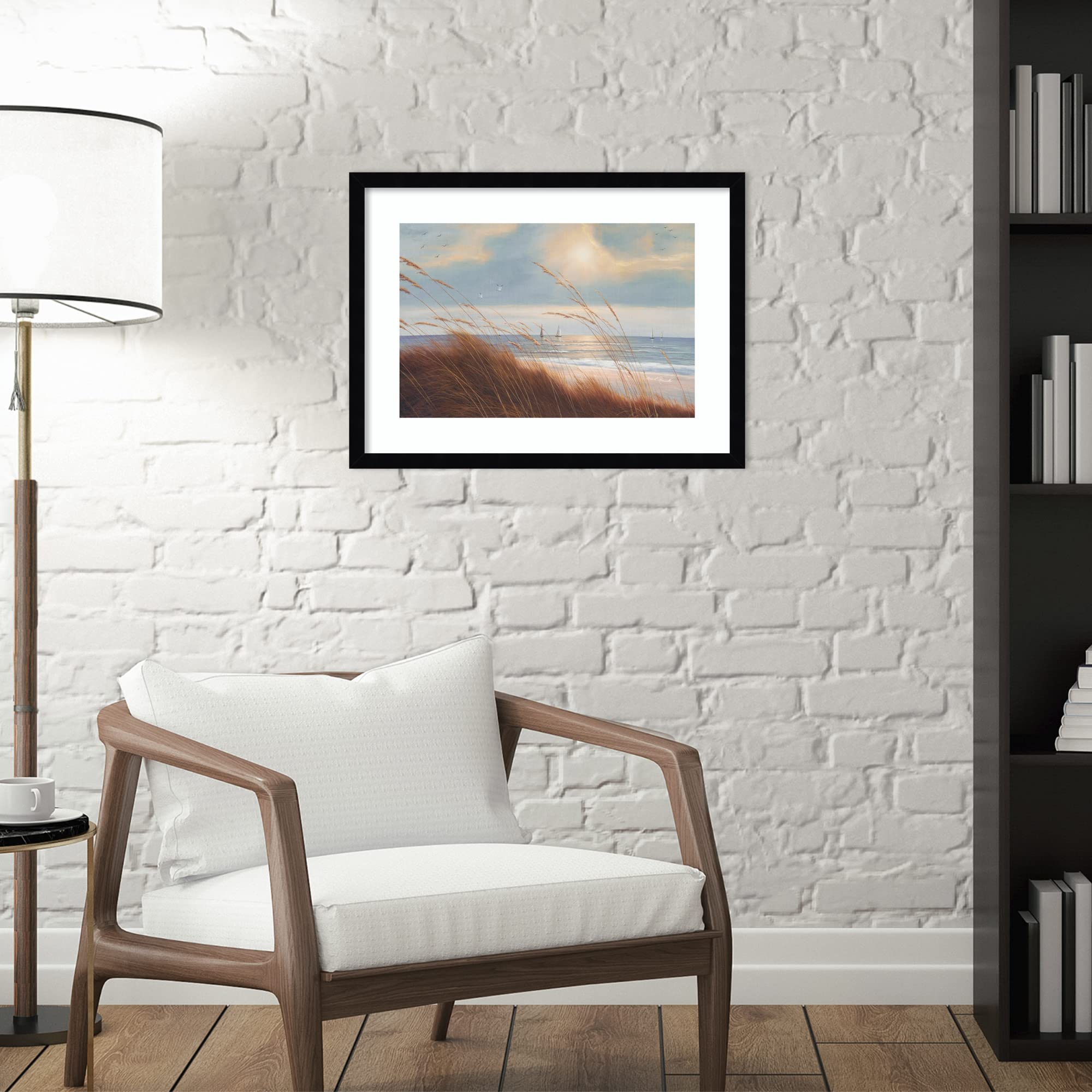 Amanti Art Framed Wall Art Print 16x21 - Sailboat Breezeway by Diane Romanello | Coastal Beach Decor | Small Poster Painting for Living Room, Bedroom, Bathroom, Kitchen & Office | Perfect for Nautical Theme, Seaside Home Decor & Coastal Interior Design