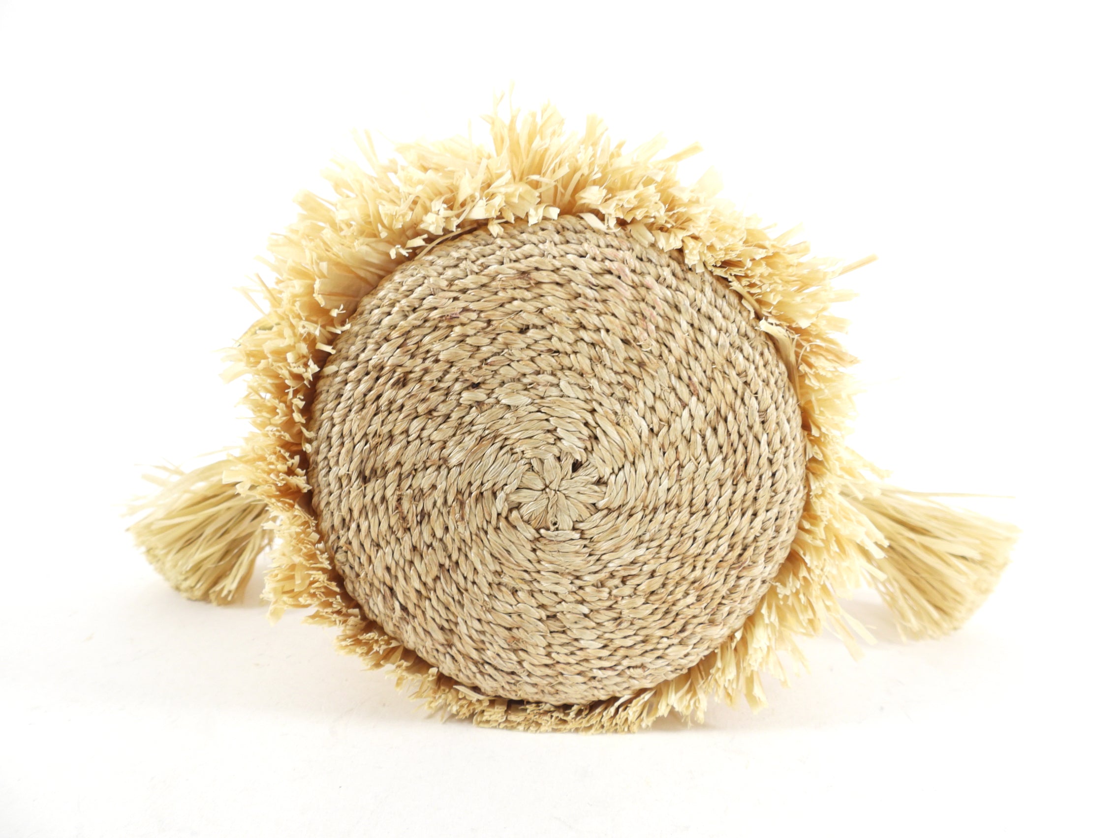 Aranaz Raffi and Straw Mini Shell Bucket Bag - Stylish Woven Beach Tote for Women, Summer Vacation, Pool Party & Outdoor Adventures
