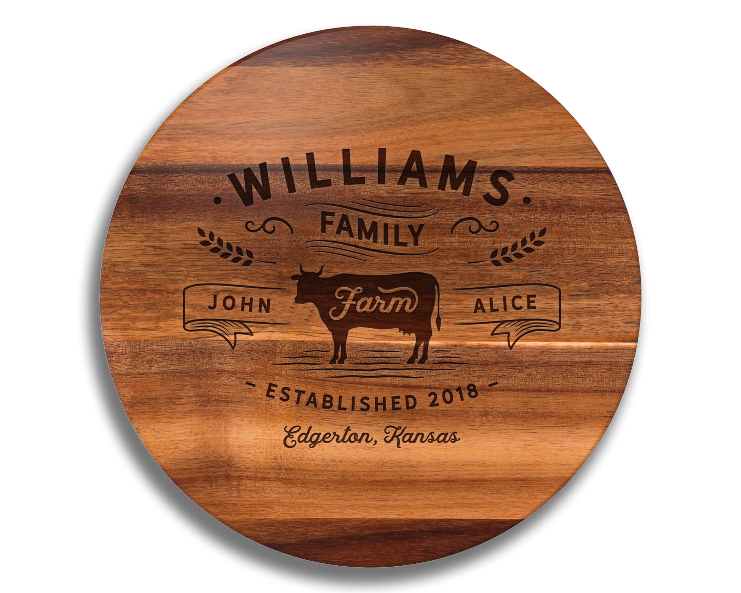 Personalized Lazy Susan Turntable - Rustic Farmhouse Decor with Cow Design | Country Kitchen Decor for Dining Table | Perfect Housewarming & Family Gift for Farmhouse Style Homes