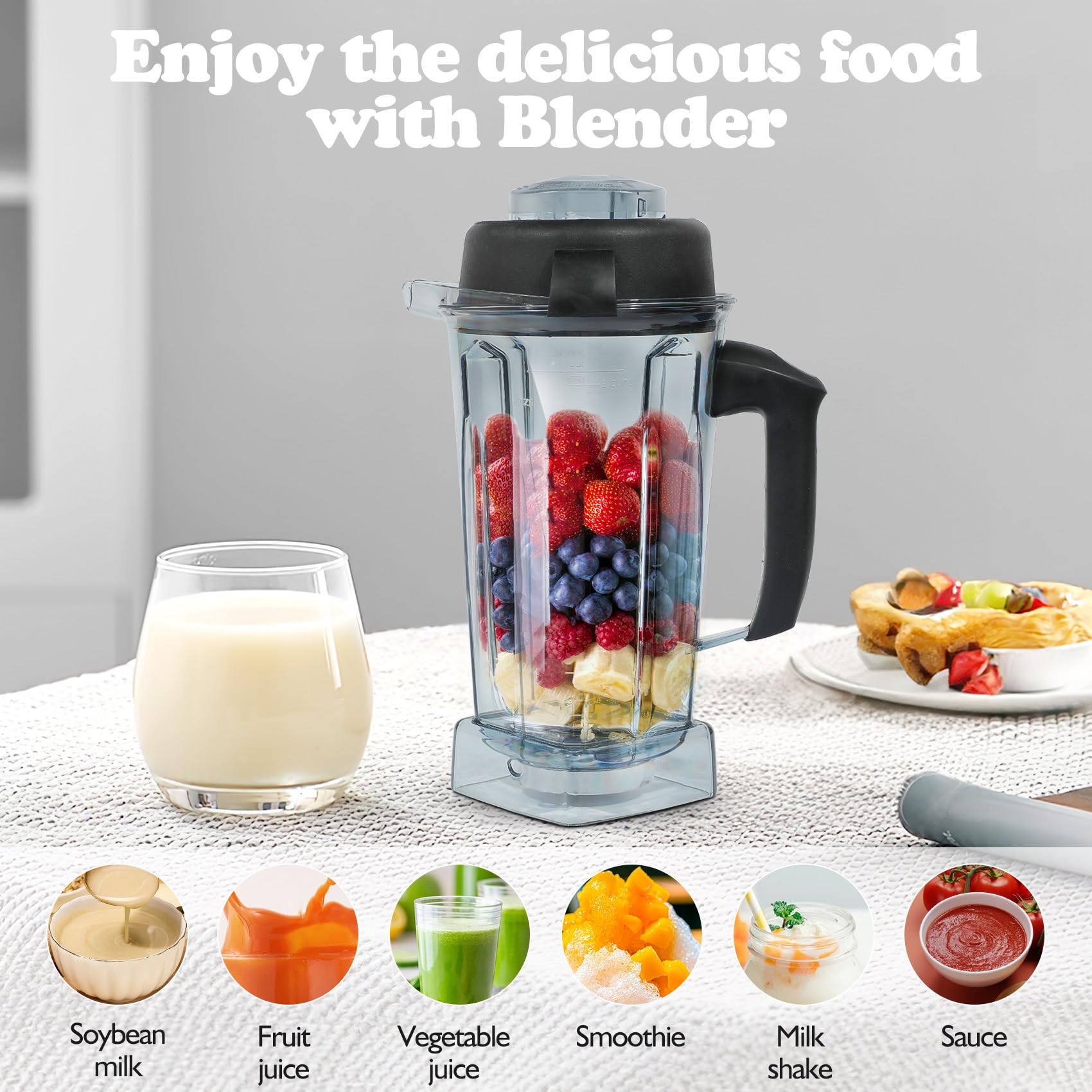 Vitamix Blender Pitcher 64oz - Replacement Pitcher for Vitamix 5200, 6300, 5000, 6000, Classic, Explorian & Commercial Series (VM0101, VM0102, VM0103, VM0197) - Perfect for Smoothies, Soups & Nut Butters