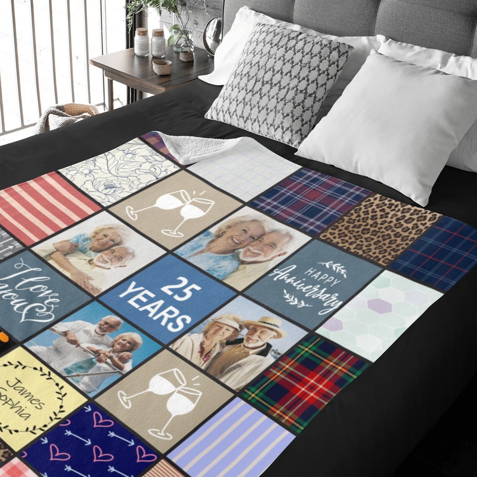 Personalized Photo Blanket for Couples - Anniversary & Birthday Gift for Her/Him - Cozy 50x60 Fleece Throw for Romantic Nights