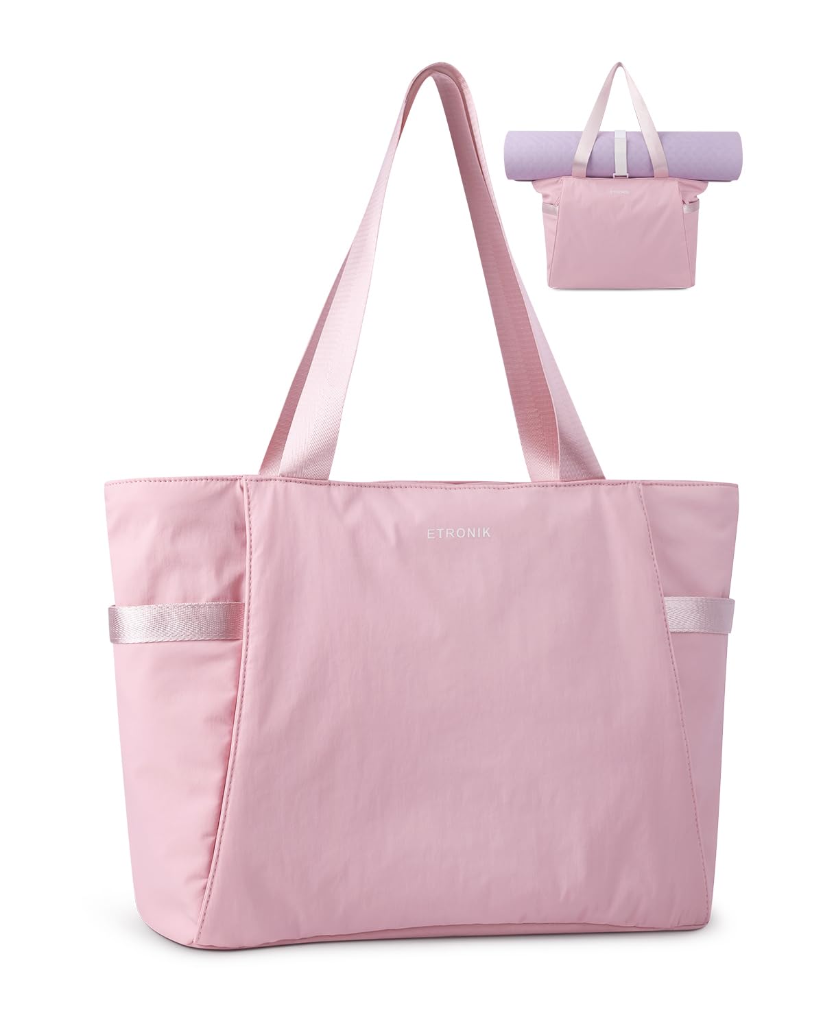 ETRONIK Women's Tote Bag - Large Work & Gym Bag with Yoga Mat Strap, Laptop Compartment - Perfect for Nurses, Yoga, Sports, Travel & School (Ideal for Work Commute, Gym Sessions & Weekend Getaways)