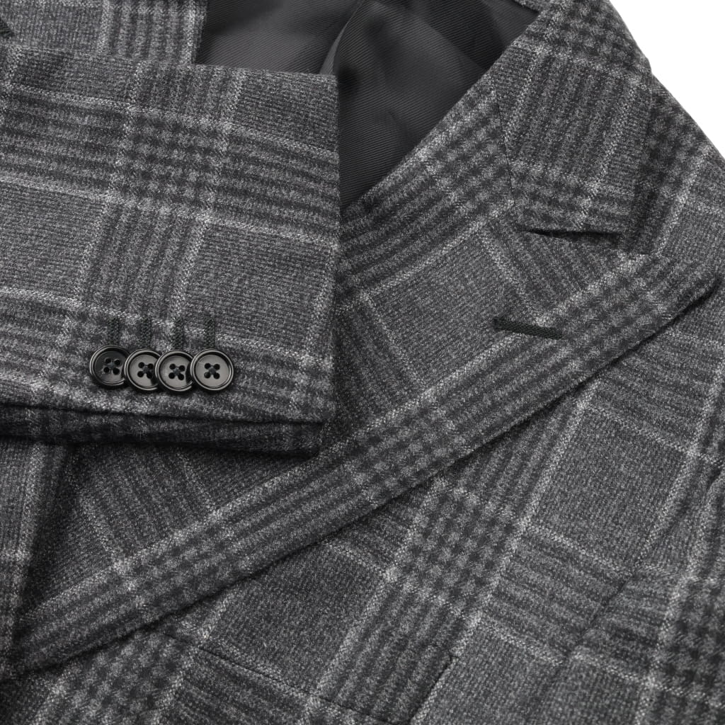 Corneliani Men's Double Breasted Wool Check Coat - Charcoal Gray | Formal Winter Jacket for Business & Office Wear