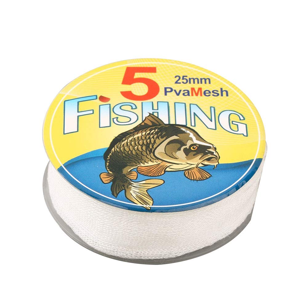 Mosichi Water Soluble PVA Bags - 5m Dissolvable Fishing Bait Mesh Net for Carp Fishing (25mm) | Eco-Friendly, Quick-Dissolve Bait Stocking & Rig Bags for Freshwater & Pond Fishing