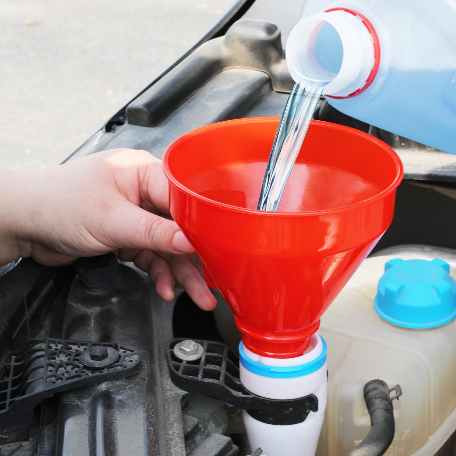 Flexible Wide Mouth Oil Funnel with Long Hose - Automotive Fuel Funnel for Gas, Diesel & Engine Fluids - Perfect for Car Maintenance & Fluid Transfer
