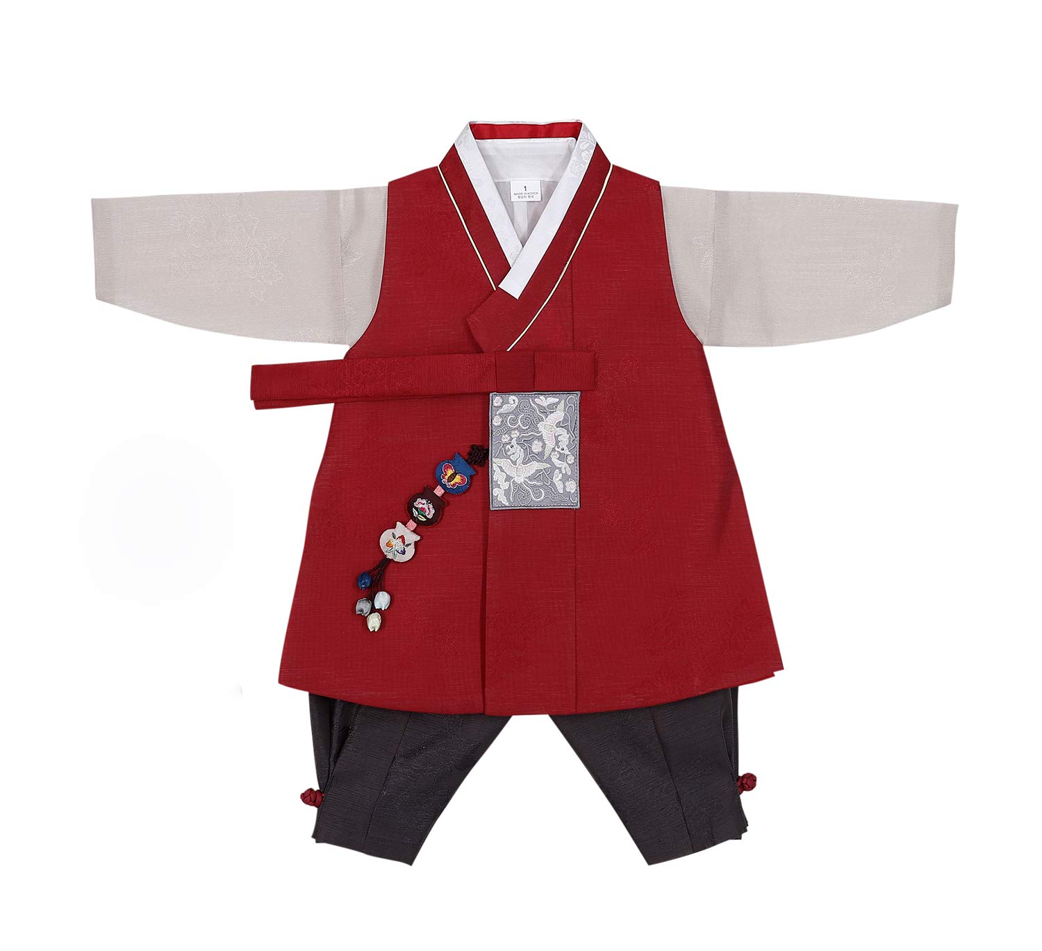 Vivid Red Hanbok Korean Traditional Boy Baby Outfit for 1st Birthday Doljanchi Celebration | Perfect for Korean Cultural Events, First Birthday Parties & Photo Shoots
