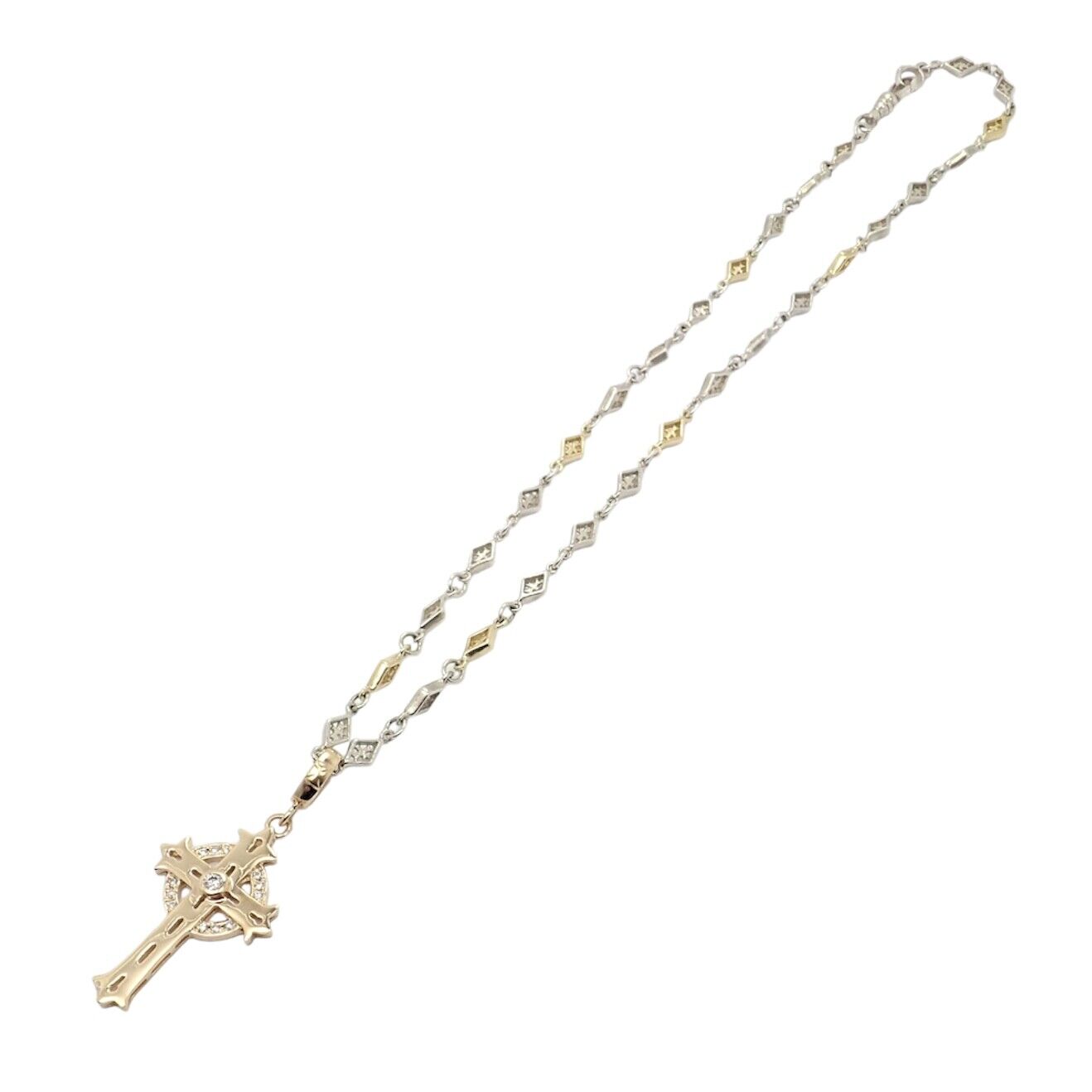 Authentic Loree Rodkin 18k Yellow Gold and Silver Cross Diamond Pendant Necklace - Perfect for Gifts, Weddings & Special Occasions