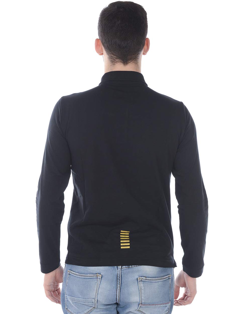 Emporio Armani EA7 Core ID M Long Sleeve Polo Shirt for Men - Black, Size S - Athletic Fit, Moisture Wicking, Breathable Fabric - Perfect for Gym, Running & Casual Wear