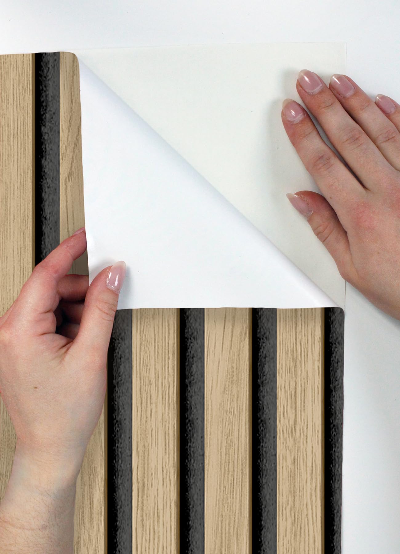 Self-Adhesive Oak Slat Wood Wallpaper - Peel and Stick Wooden Wall Panel for Bedroom, Living Room & Home Decor - Easy DIY Installation & Removable Backing