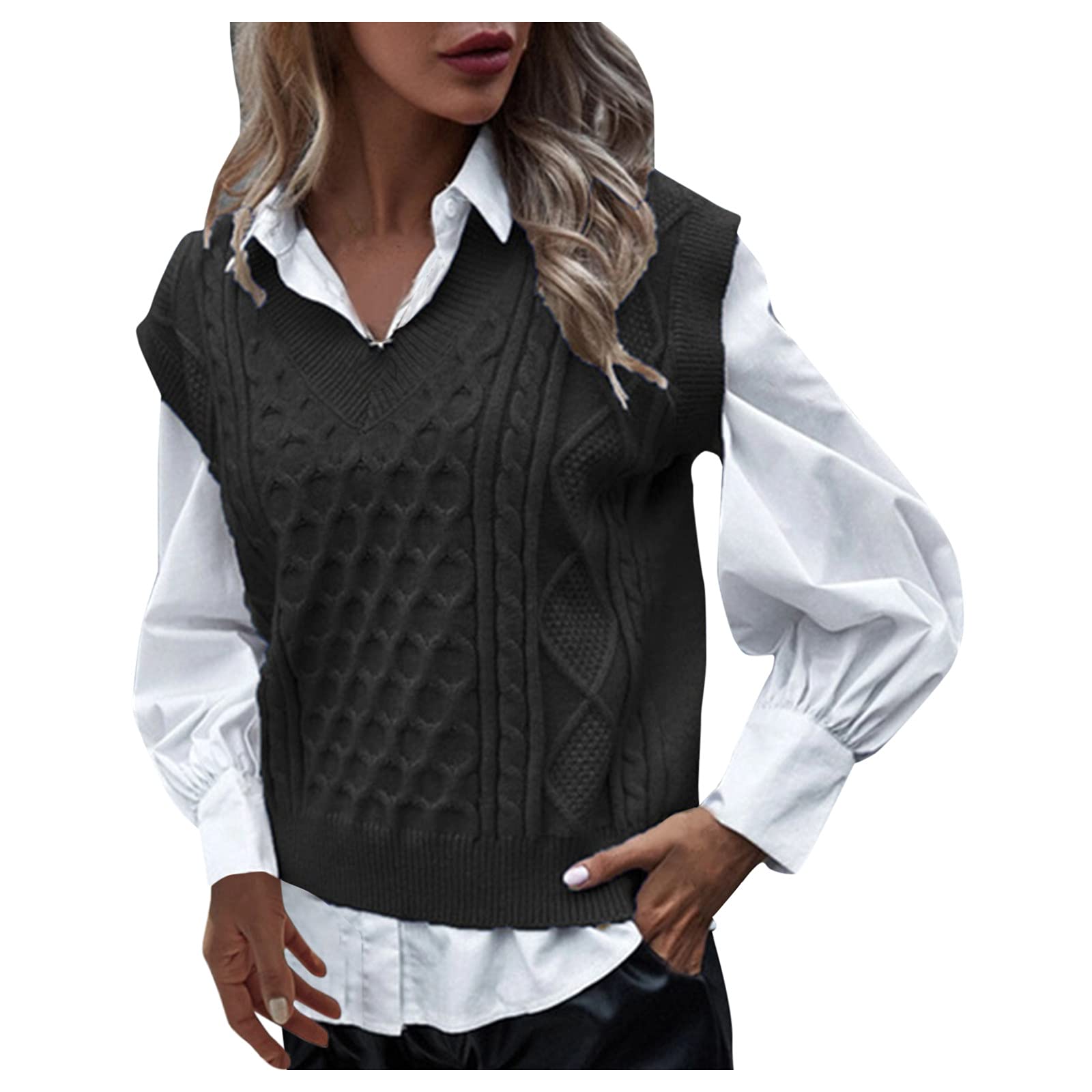 Trendy Women's V-Neck Waffle Knit Henley Sweatshirt - Casual Long Sleeve Pullover Blouse for Everyday Wear & Layering Outfits