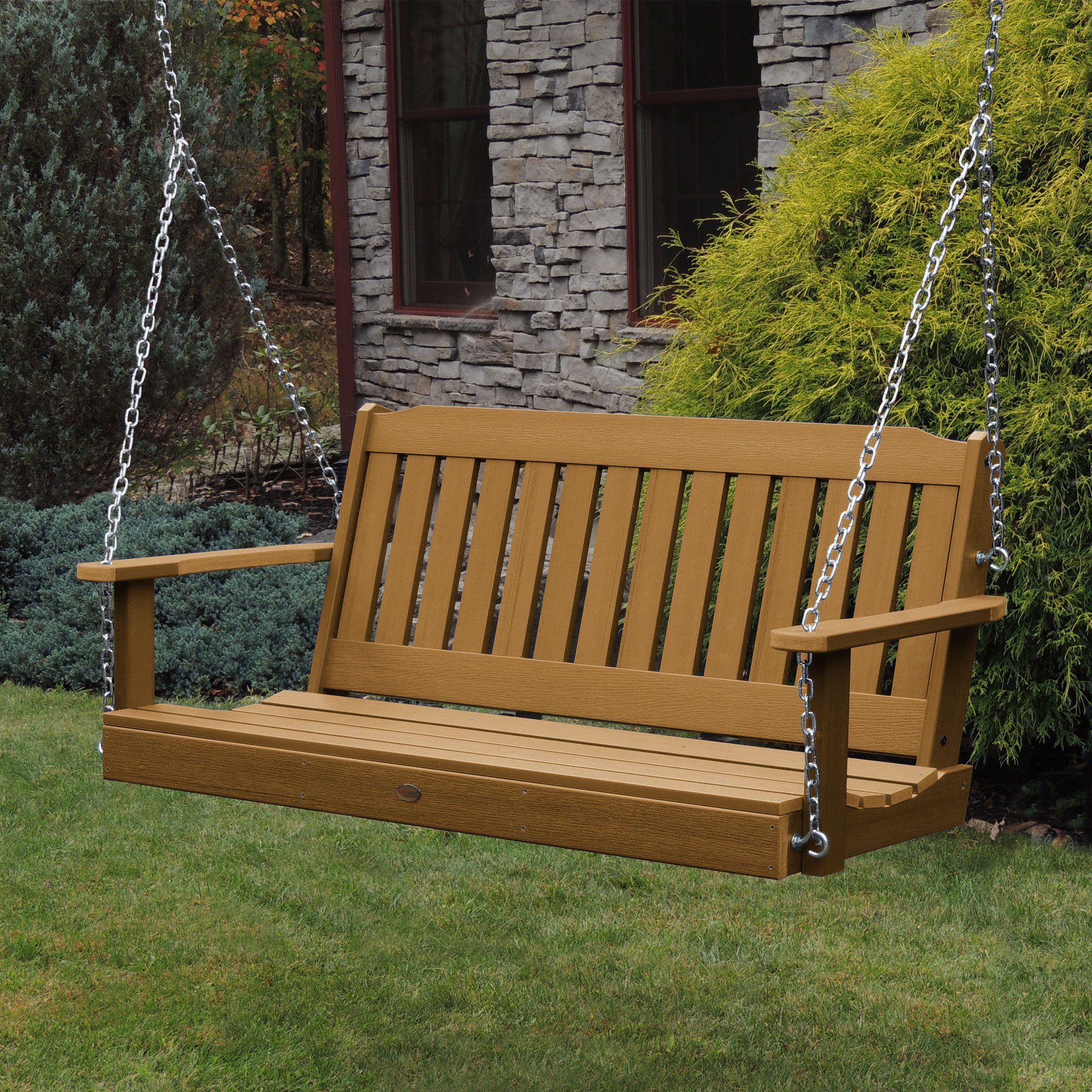 5ft Lehigh Porch Swing - Heavy Duty Outdoor Hanging Bench for Garden, Patio, Deck - Perfect for Relaxing & Lounging in Backyard, Front Porch or Balcony