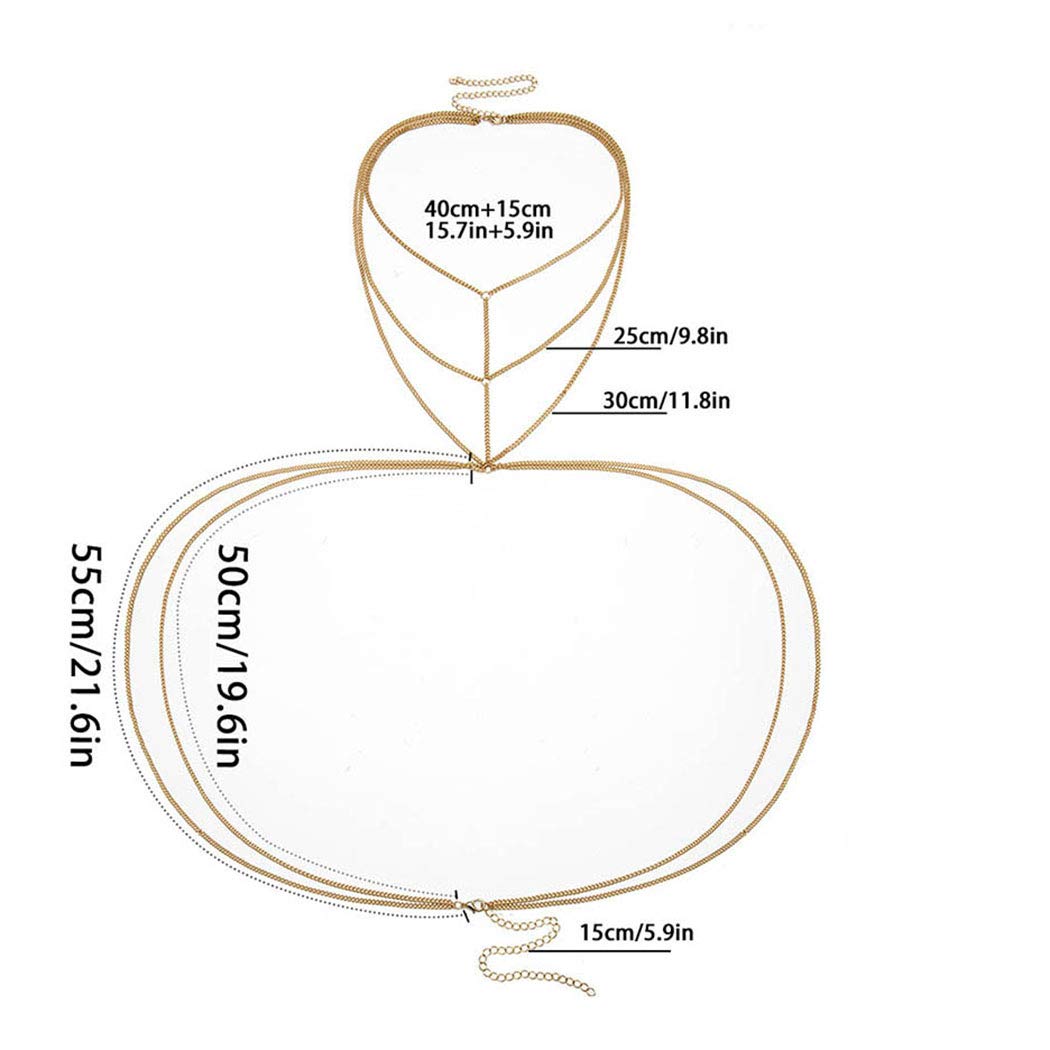 Sexy Gold Body Chain Bra Jewelry for Women - Bikini Necklace Harness for Parties & Beach | Perfect for Festivals, Nightclubs & Photo Shoots