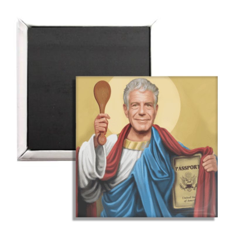 Saint Anthony Bourdain Fridge Magnet - Celebrity Chef Souvenir for Kitchen Decor, Travel Memorabilia & Gift for Foodies - Perfect for Refrigerators, Lockers & Metal Surfaces