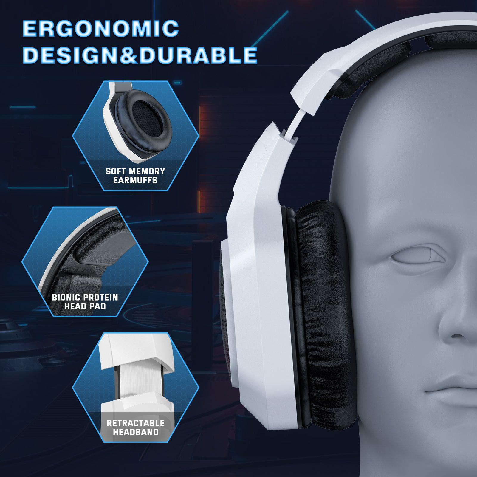 ONIKUMA B100 Gaming Headset - Wireless Bluetooth 2.4G & Wired 3-in-1 Lightweight Headphones for PC, PS5, Xbox - Perfect for Esports, Streaming & Online Gaming