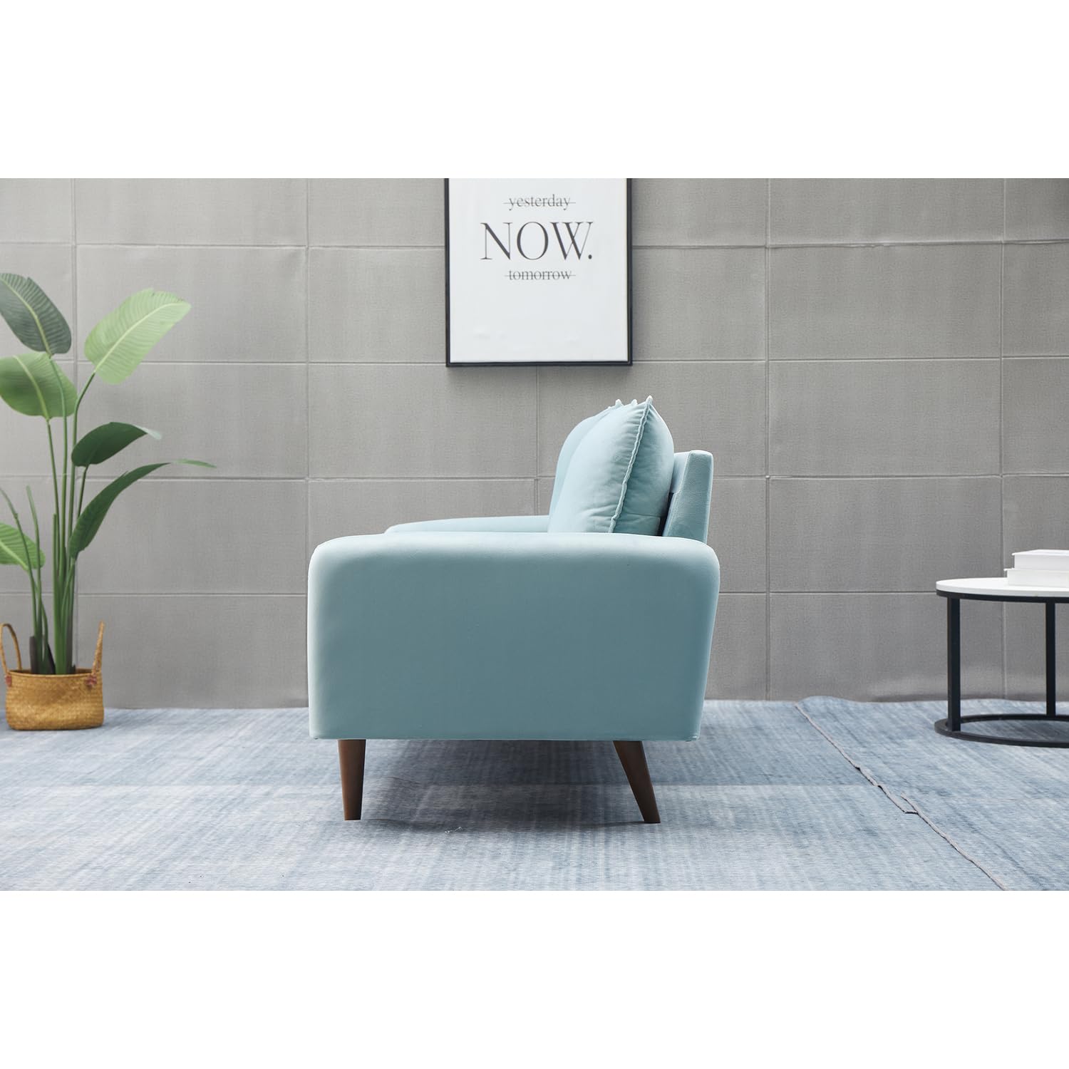 Luxury Aurora Velvet Loveseat Sofa for Living Room - Light Grayish Cyan | Modern Small Couch for Apartments, Dorms & Cozy Spaces