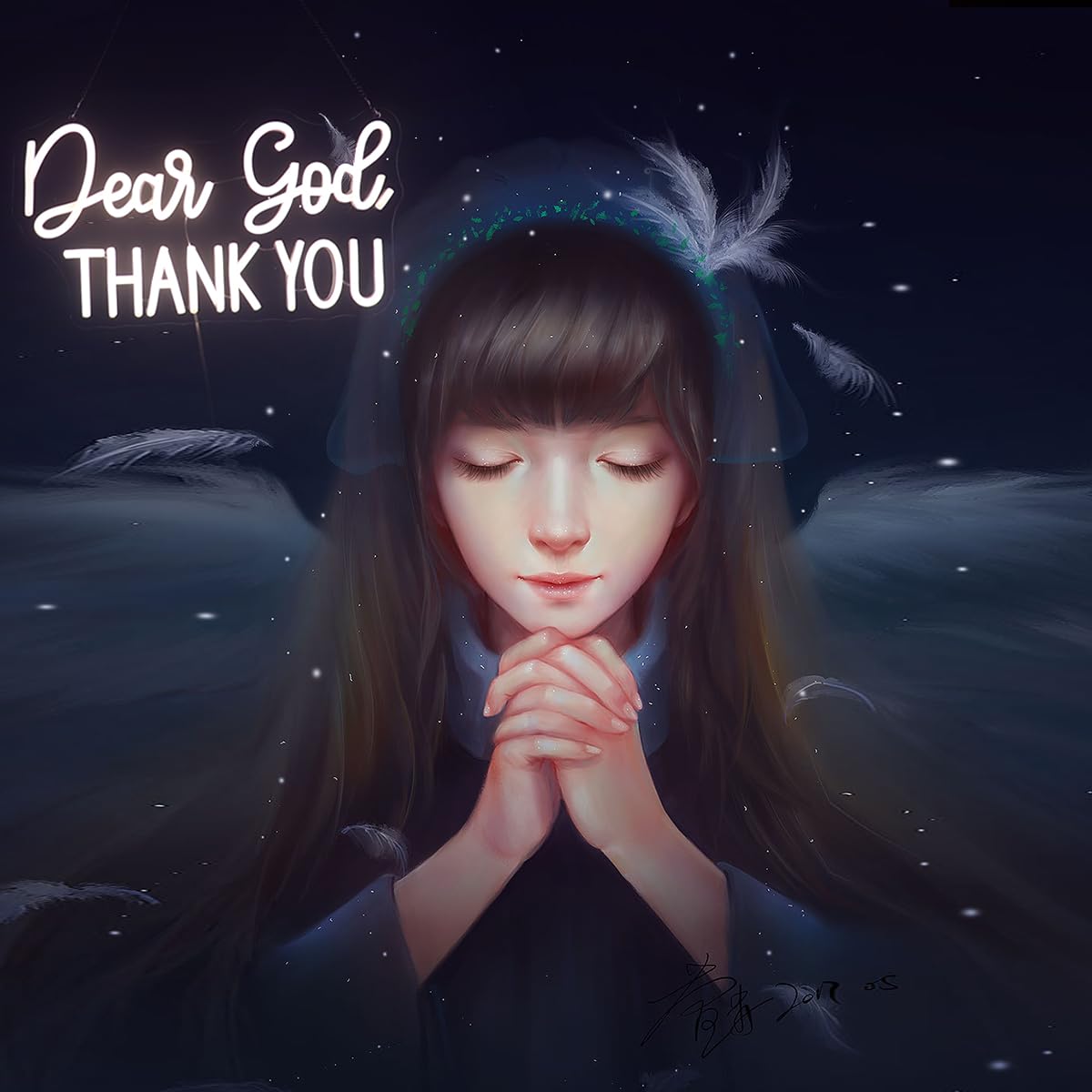 Dear God Thank You Neon Sign - Dimmable LED Decorative Light for Office, Home, Living Room & Classroom - Inspirational Christian Gift for Christmas, Birthday & Religious Occasions (Warm White)