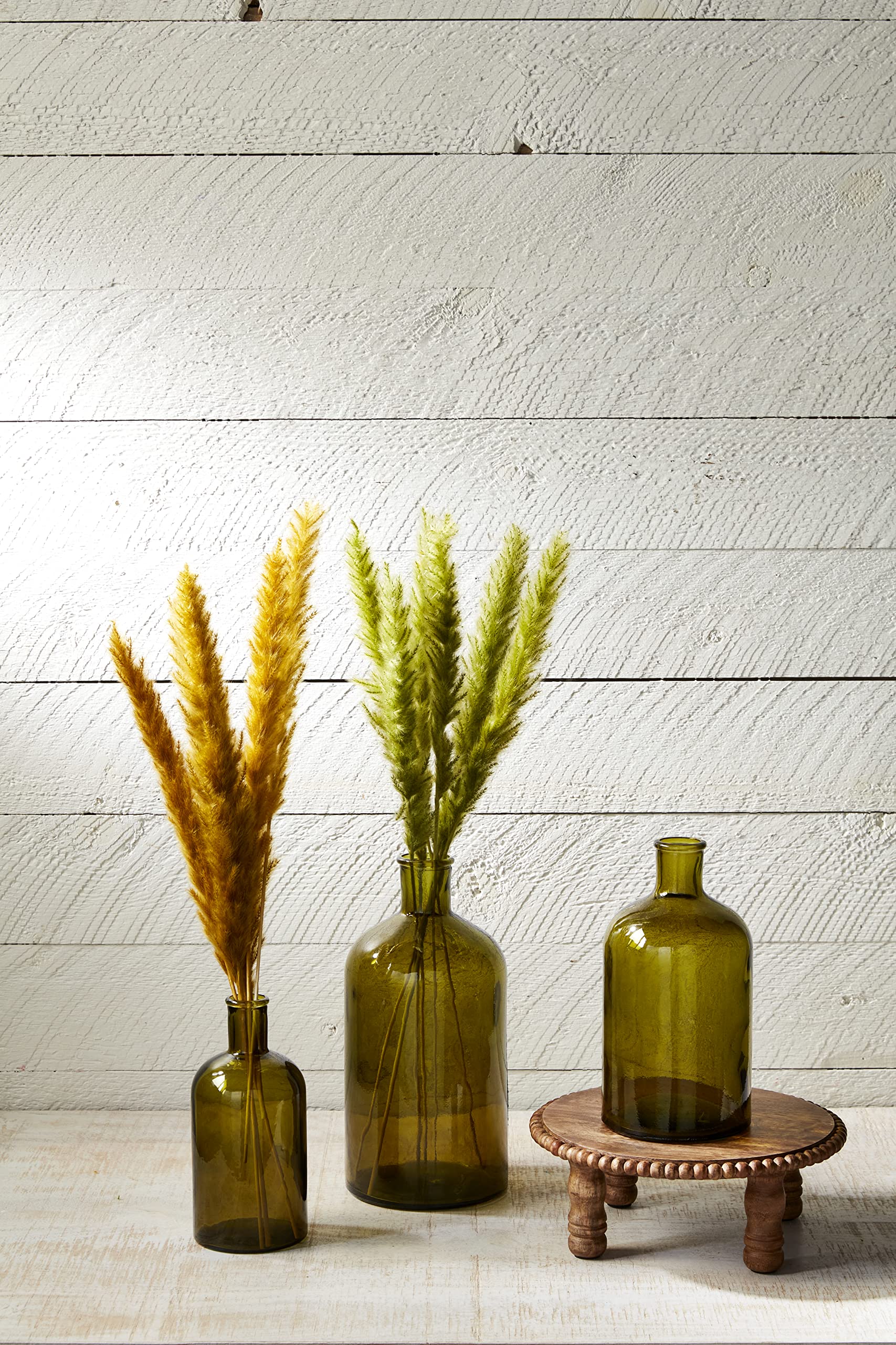 Elegant Mud Pie Green Glass Vase - Small Home Decor for Centerpieces, Wedding Decor, and Tabletop Arrangements