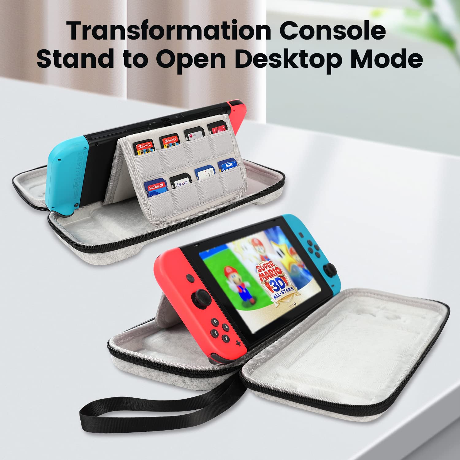 Sarlar Switch Hard Carrying Case for Nintendo Switch/OLED/Lite - Portable Protective Travel Case with 16 Game Cartridge Slots | Perfect for Gaming On-The-Go, Airplane Travel & Console Storage