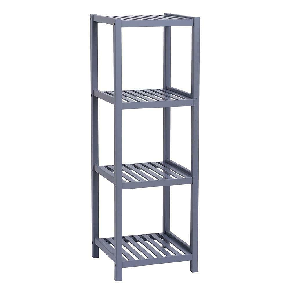 4 Tier Bamboo Shelf - Wooden Storage Rack, Bookcase & Shelving Unit for Bathroom, Kitchen, Office | Multi-Purpose Organizer for Plants, Shoes, Books & Closet | Space-Saving Cabinet for Garage, Laundry Room & Home Organization