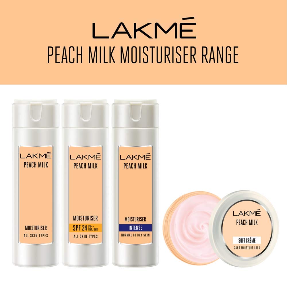 LAKMÉ Peach Milk Soft Creme Moisturizer - Lightweight Face Cream for Dry Skin, Non-Sticky 24H Hydration, Glowing Skin Care - Perfect for Daily Use & Makeup Base (100g)