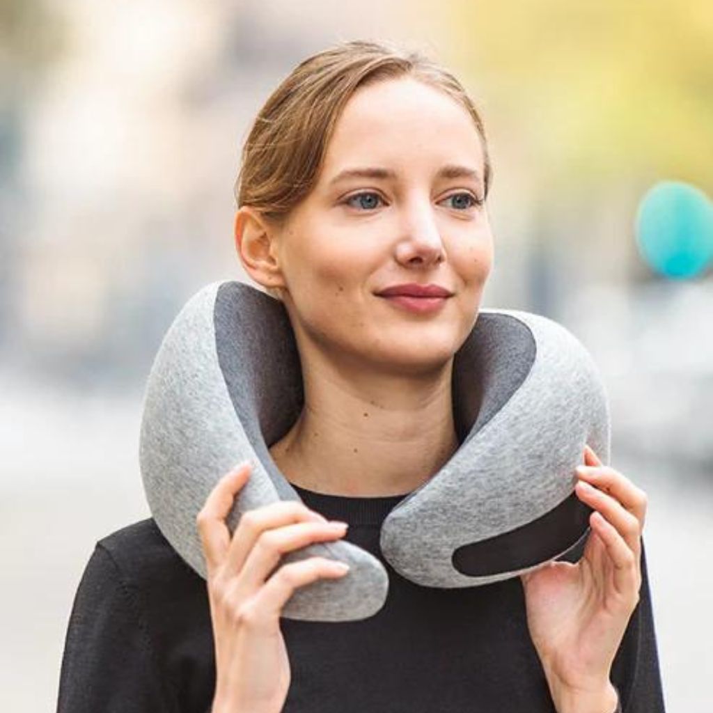 OstrichPillow Go Neck Pillow - Midnight Blue - Travel & Airplane Comfort Support for Sleeping - Perfect for Flights, Road Trips & Office Naps
