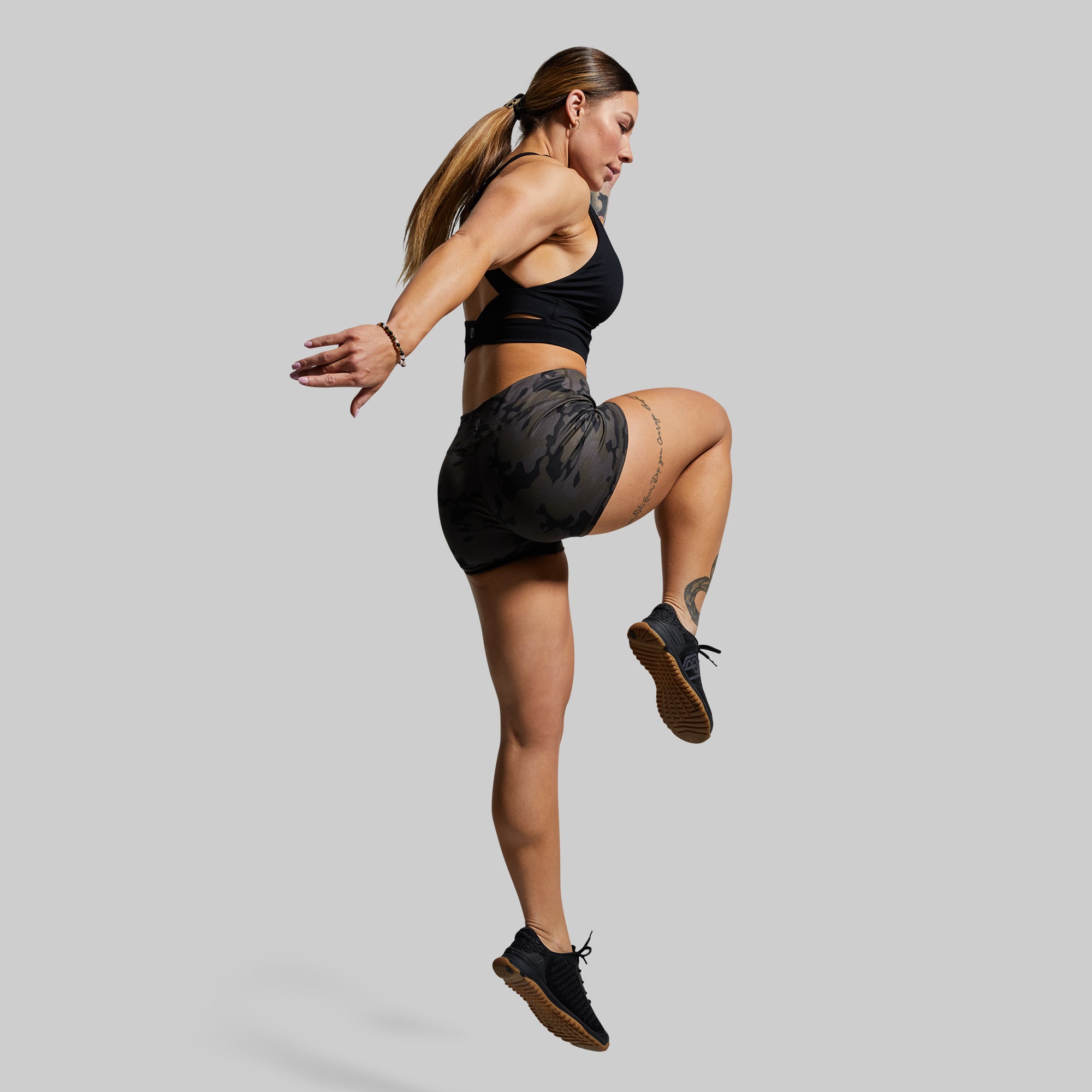 Double Take Booty Shorts - Camouflage Print High Waist Workout Shorts for Women | Gym, Running, Yoga & Casual Wear