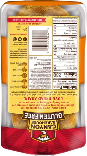 Canyon Bakehouse Gluten Free English Muffins, 12 Oz Pack - Healthy Breakfast Option for Allergies & Celiac Diet | Perfect for Toasting, Sandwiches & Brunch