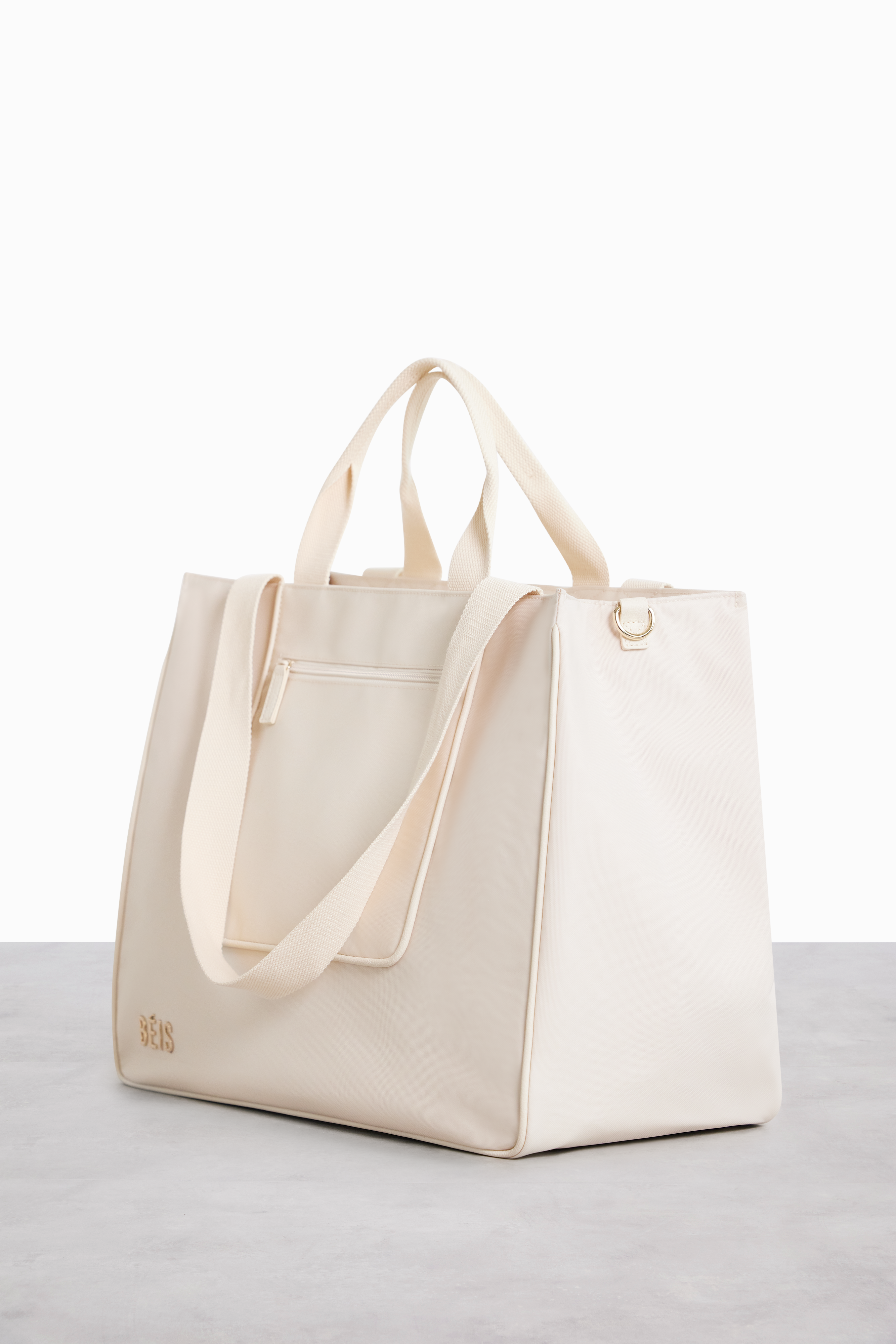 Stylish Beige East to West Tote Bag - Versatile Canvas Shoulder Bag for Women, Perfect for Work, Travel & Everyday Use