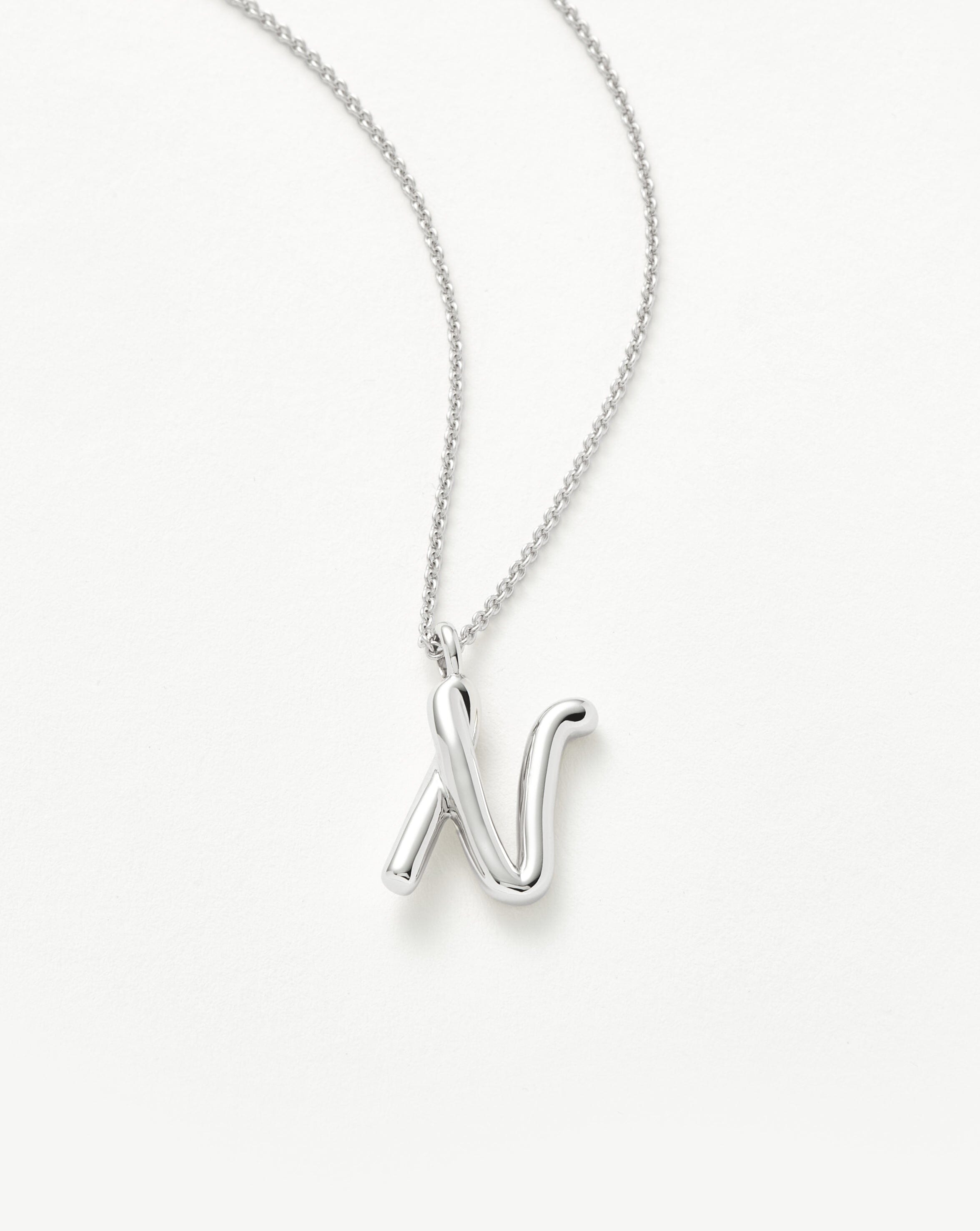 Personalized Sterling Silver Curly Molten Initial Pendant Necklace - Perfect Gift for Birthdays, Anniversaries & Special Occasions