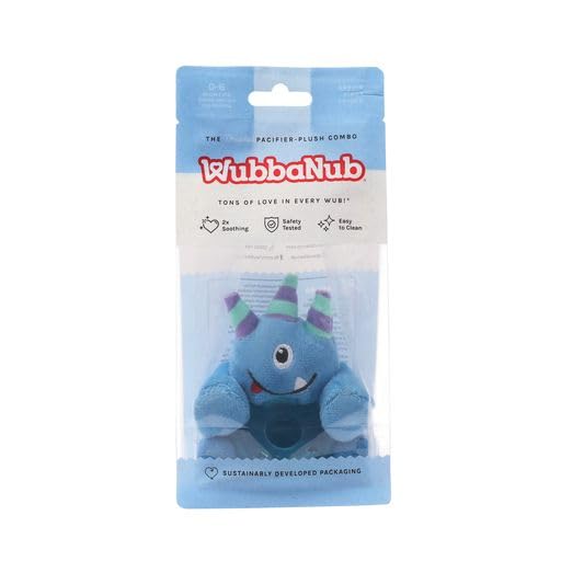 WubbaNub Infant Pacifier with Plush Stuffed Animal - Soothing Baby Pacifier for Newborns & Infants (Blue Monster) - Perfect for Sleep, Travel & Comfort